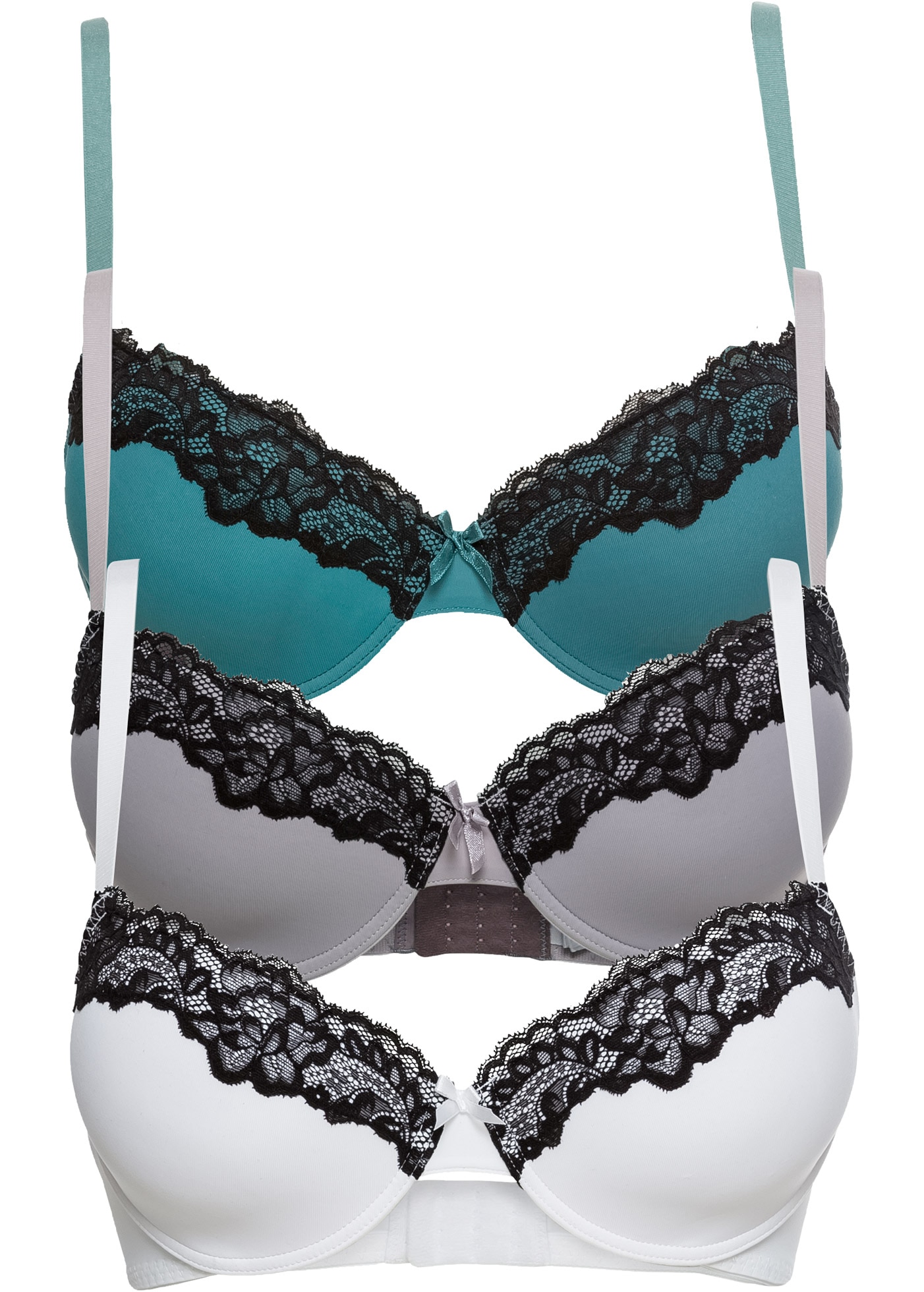 bonprix Soutiens-gorge moulés »Schalen-BH mit recyceltem Polyamid (3er Pack)« Packung, 3 pièces im 3er Pack, aus Polyamid und Elasthan, mit Spitze