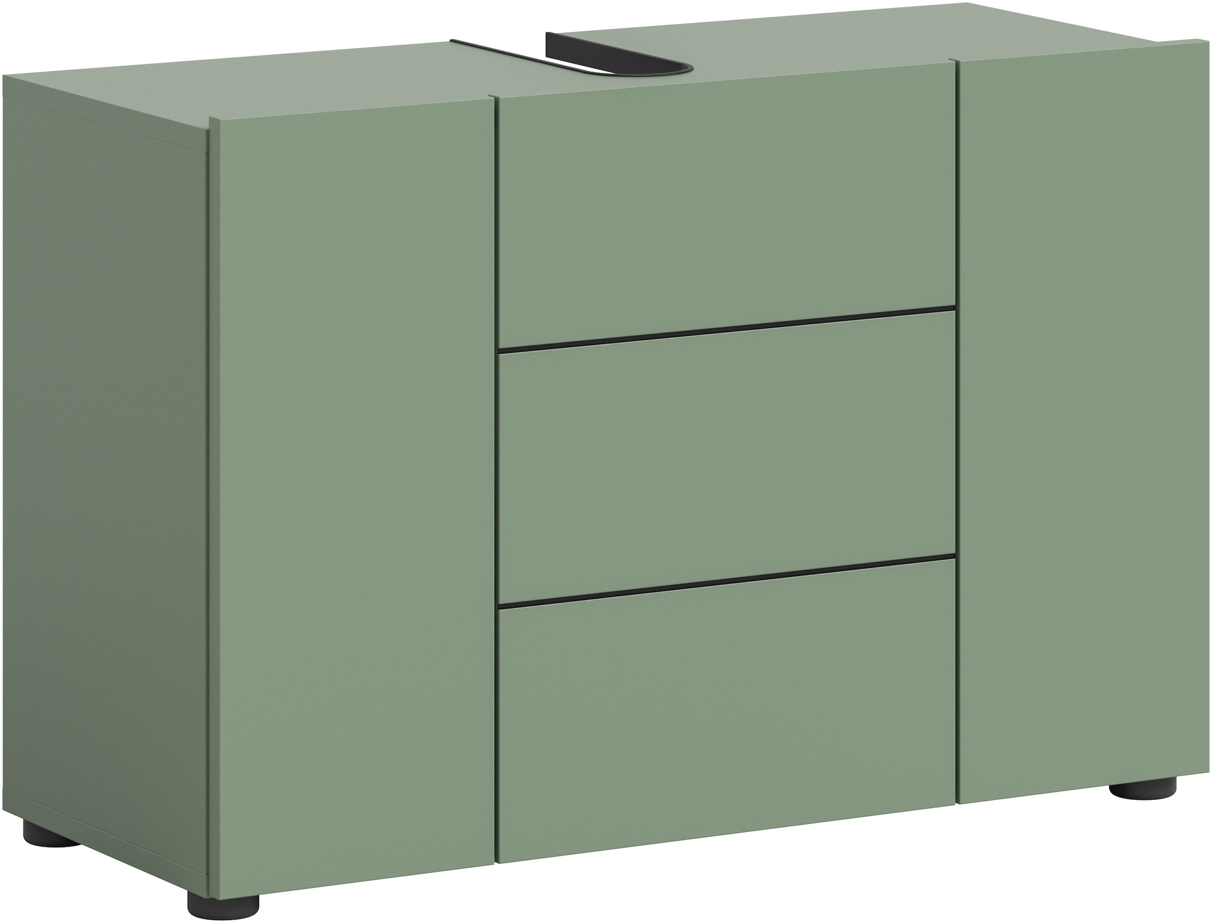 welltime Waschbeckenunterschrank »BIEL, Breite: 82 cm, 3 Türen, 4 Fächer, Siphonausschnitt« 1 Stk. tlg. Waschbeckenunterschrank, Unterschrank, WBU, Badezimmer, Bad