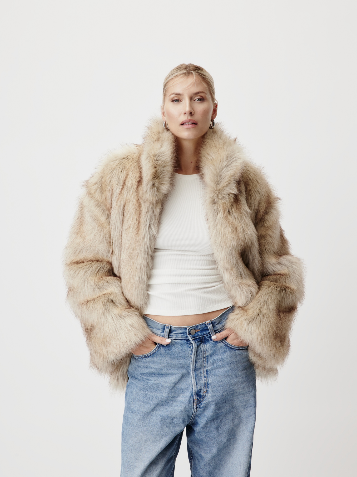 LeGer Fellimitatjacke »Fergie, LeGer by Lena Gercke« ohne Kapuze Regular fit mit Rundhalsausschnitt