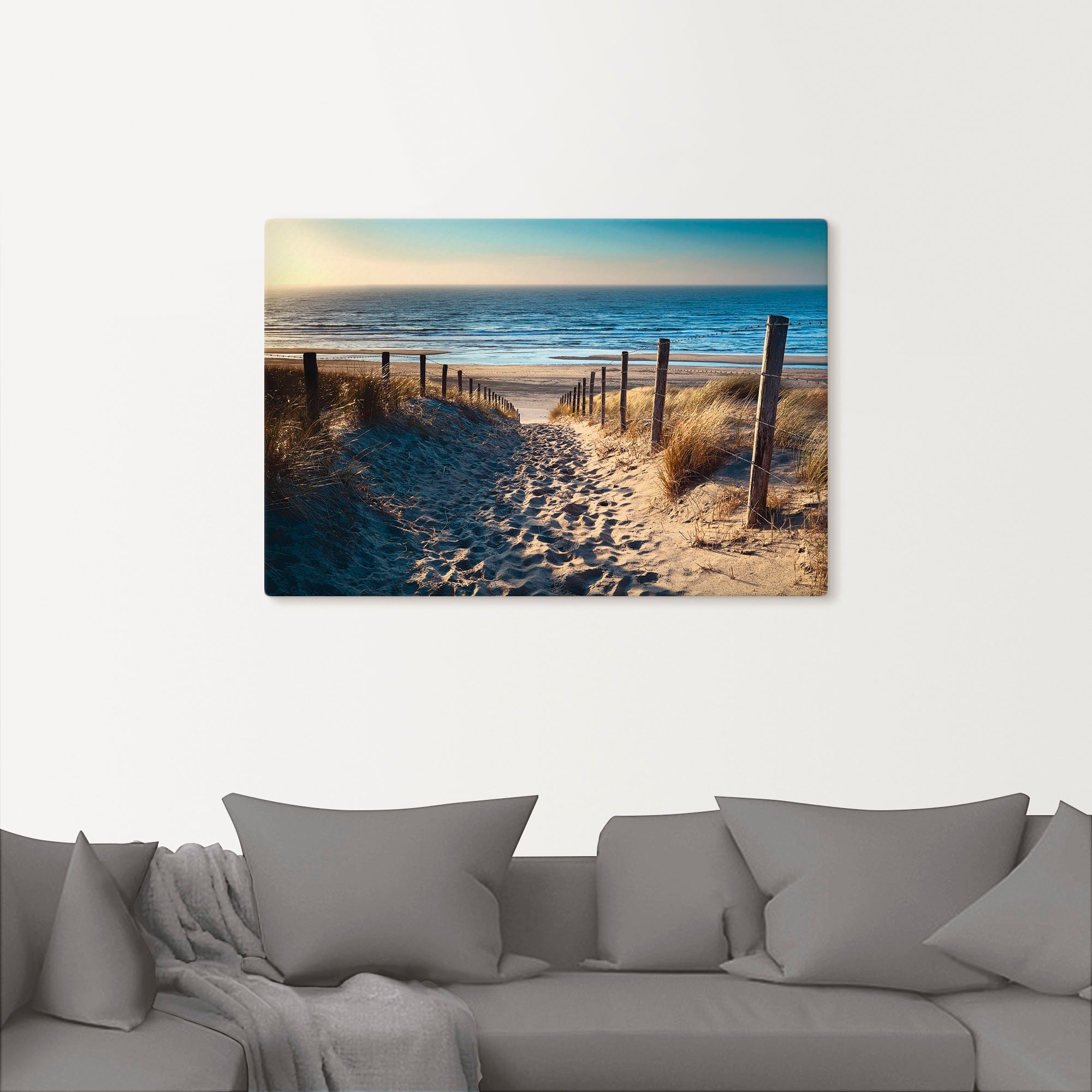 Artland Wandbild »Weg zum Nordseestrand Sonnenuntergang« Strand 1 Stk. tlg. als Alubild, Leinwandbild, Poster in verschied. Grössen