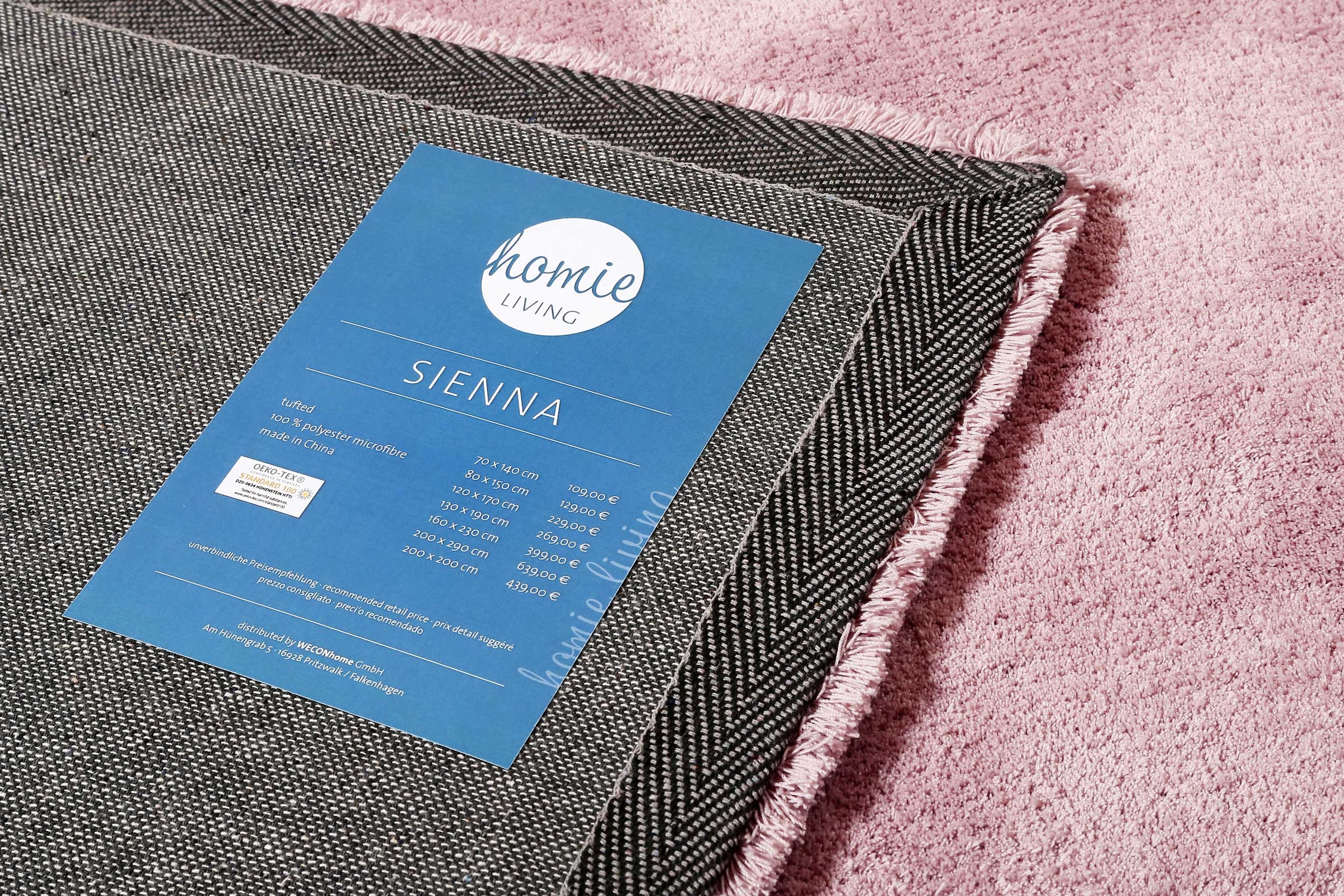Homie Living Tapis »Sienna« Carré 20 mm Höhe Hochflor, Microfaser, uni, weich & kuschelig, Wohnzimmer, Schlafzimmer
