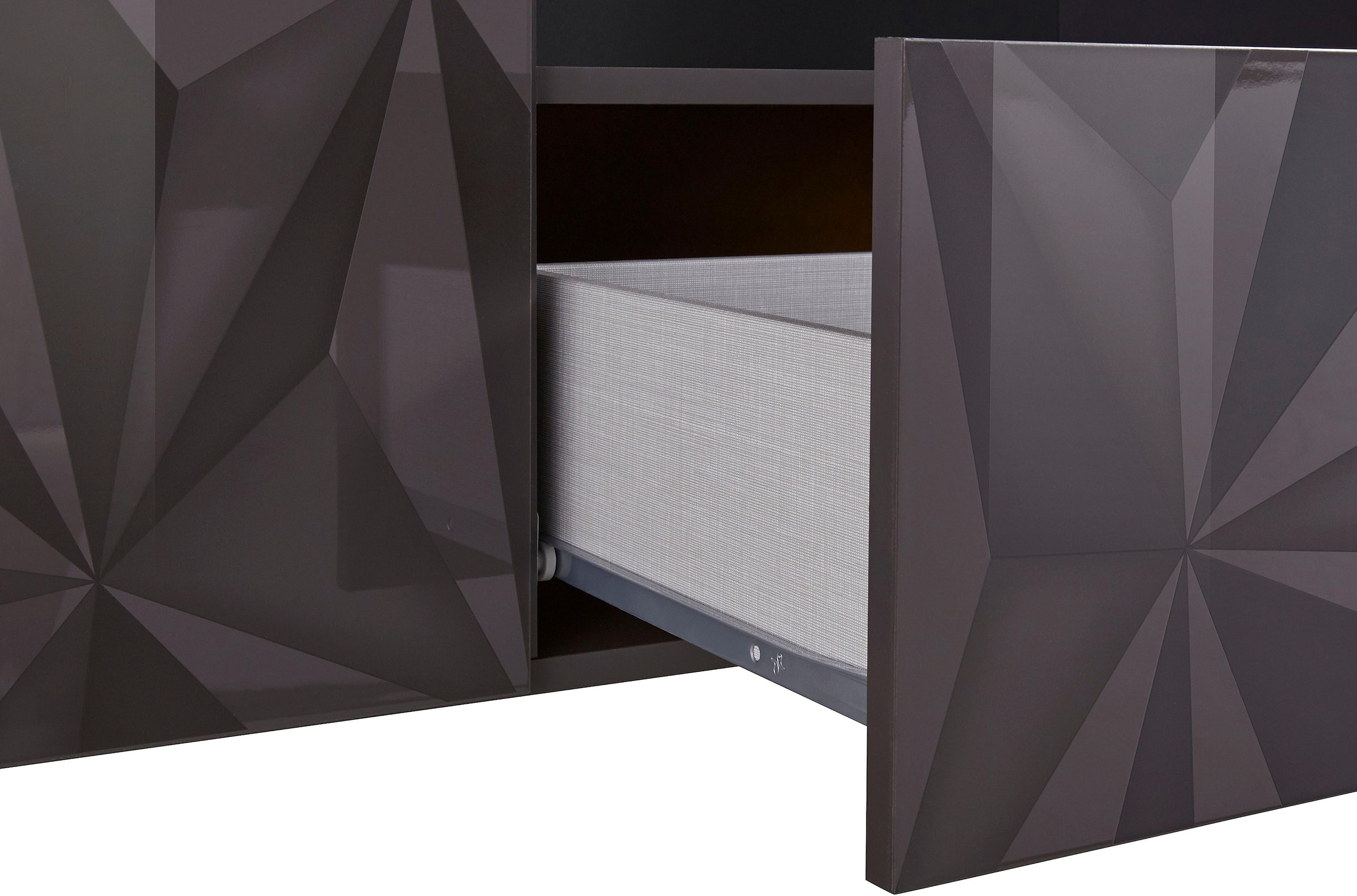 Home affaire Sideboard »Prisma Breite 241, Kommode 2 Türen, 4 Schubkästen, Anrichte« Front mit elegantem Siebdruck, grifflos, viel Stauraum