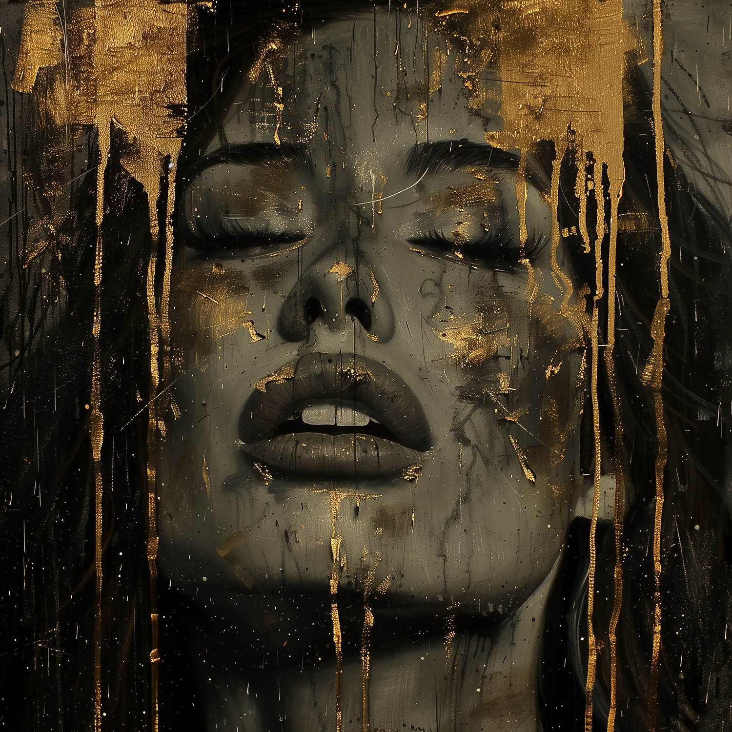 queence Tableau en verre acrylique »Goldenes Gesicht« Abstrait | Abstrait | Art | Formes | Images de femmes | Personne | Tableau 1 cuis tlg. Impression artistique HD premium de qualité galerie