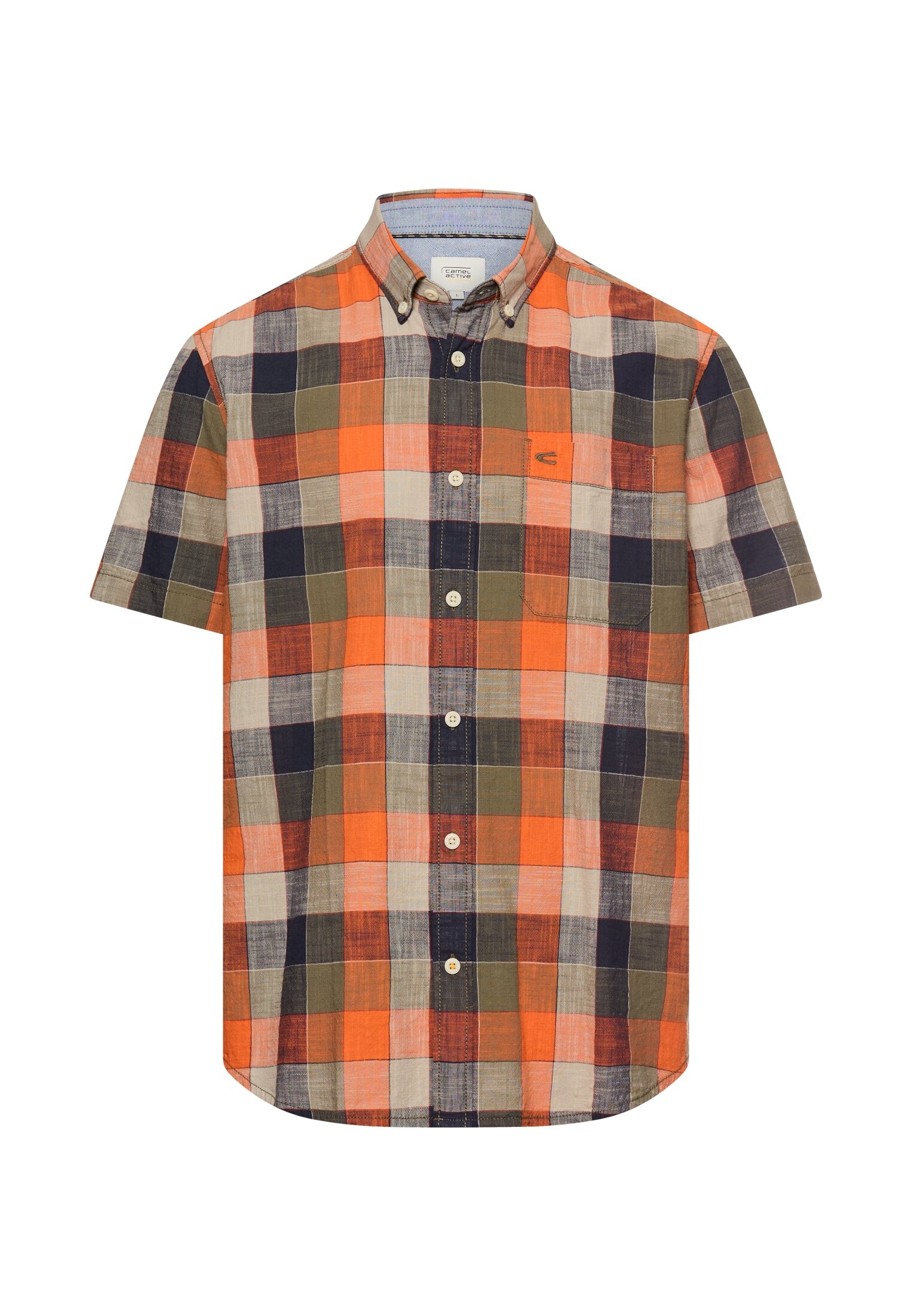 camel active Chemise à carreaux Kurzarm, mit Button-Down-Kragen