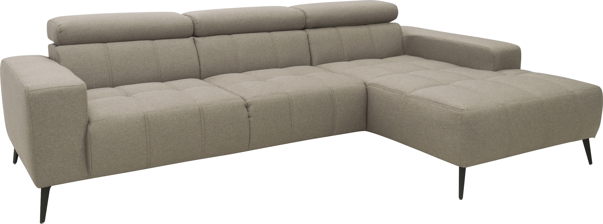 DOMO collection Ecksofa »Trento L-Form, mit Kufenfuss oder Einzelfuss« wahlweise mit Kopfteilverstellung, Recamiere links/rechts bestellbar