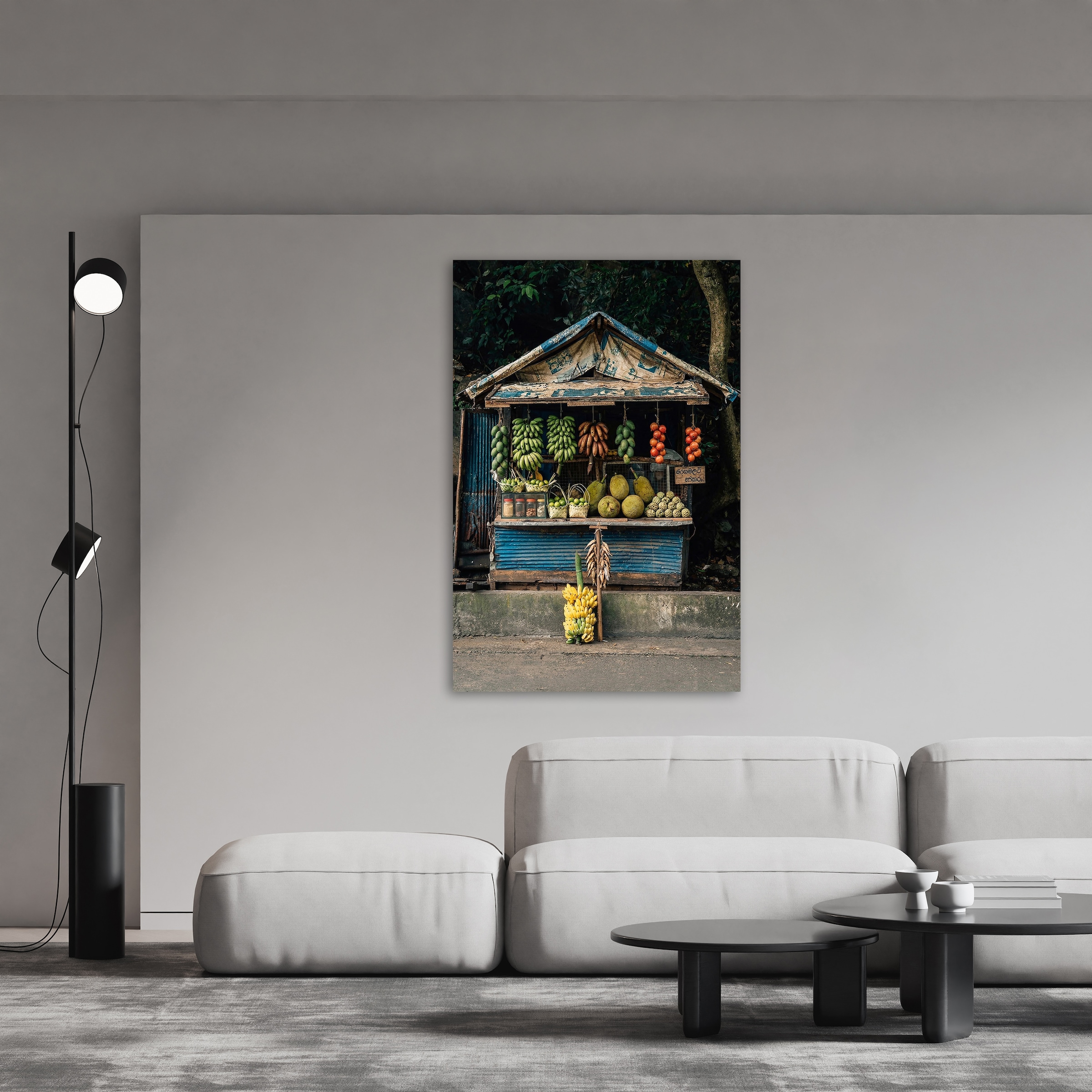 queence Acrylglasbild »Strassenshop mit Obst auf  Bali« Foto | Gebäude | Obst 1 Stk. tlg. Wandbild Wohnzimmerdeko Urlaubsmotiv