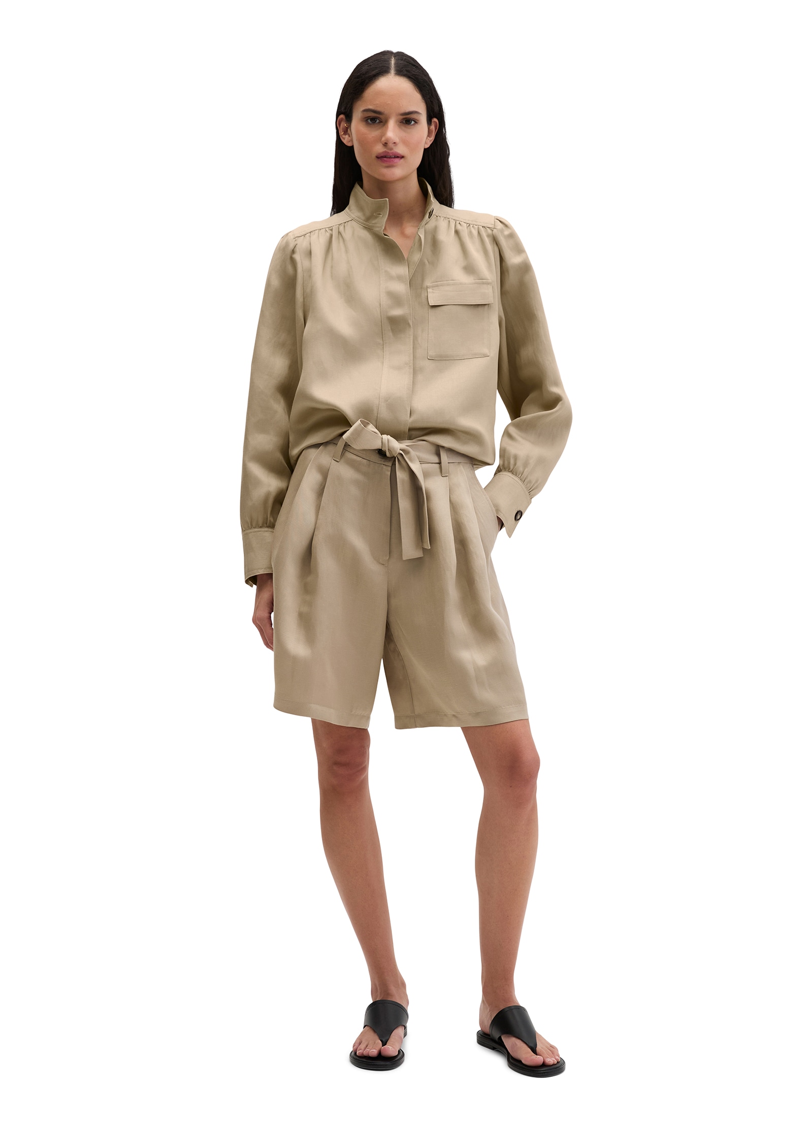 Marc O'Polo Veste courte Veste à col montant loose en mélange TENCEL™ Lyocell-lin