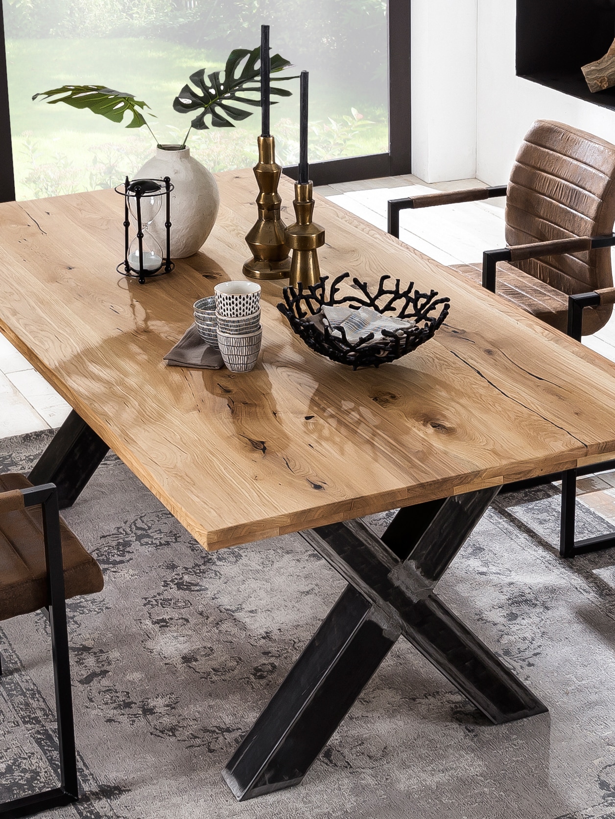 SIT Pied de table »Bosa aus Stahl im Used Look für Platten von 160–240 cm« 1 cuis tlg. Support de plateau de table en acier en forme de X au look usé marqué
