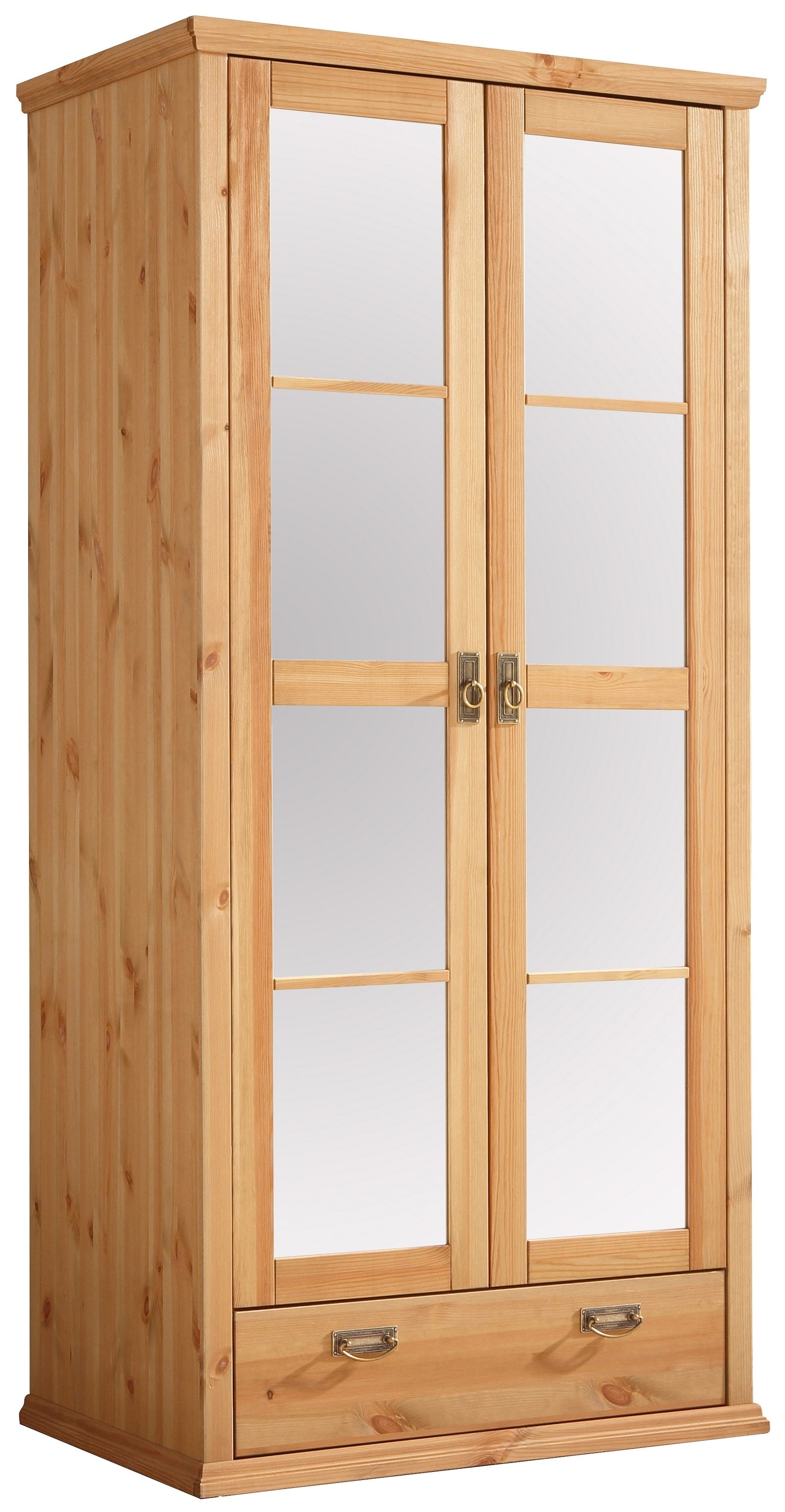 GOODproduct Kleiderschrank »Madrid« 3 Breiten: 90/164/245 cm  H/T ca.190/59 cm,  aus massiver Kiefer, in 3 Breiten mit Spiegeltüren