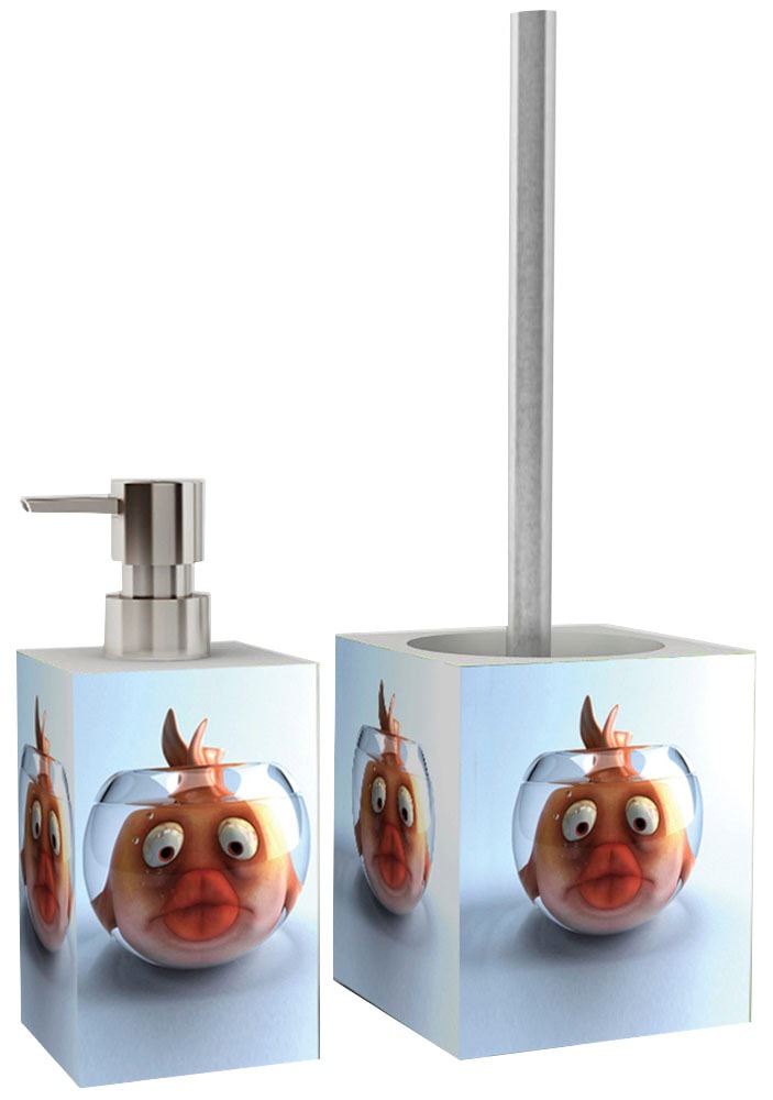 Sanilo Badaccessoire-Set »Goldfisch« bestehend aus WC-Sitz, Badteppich, Stöpsel, Seifenspender, WC-Bürste