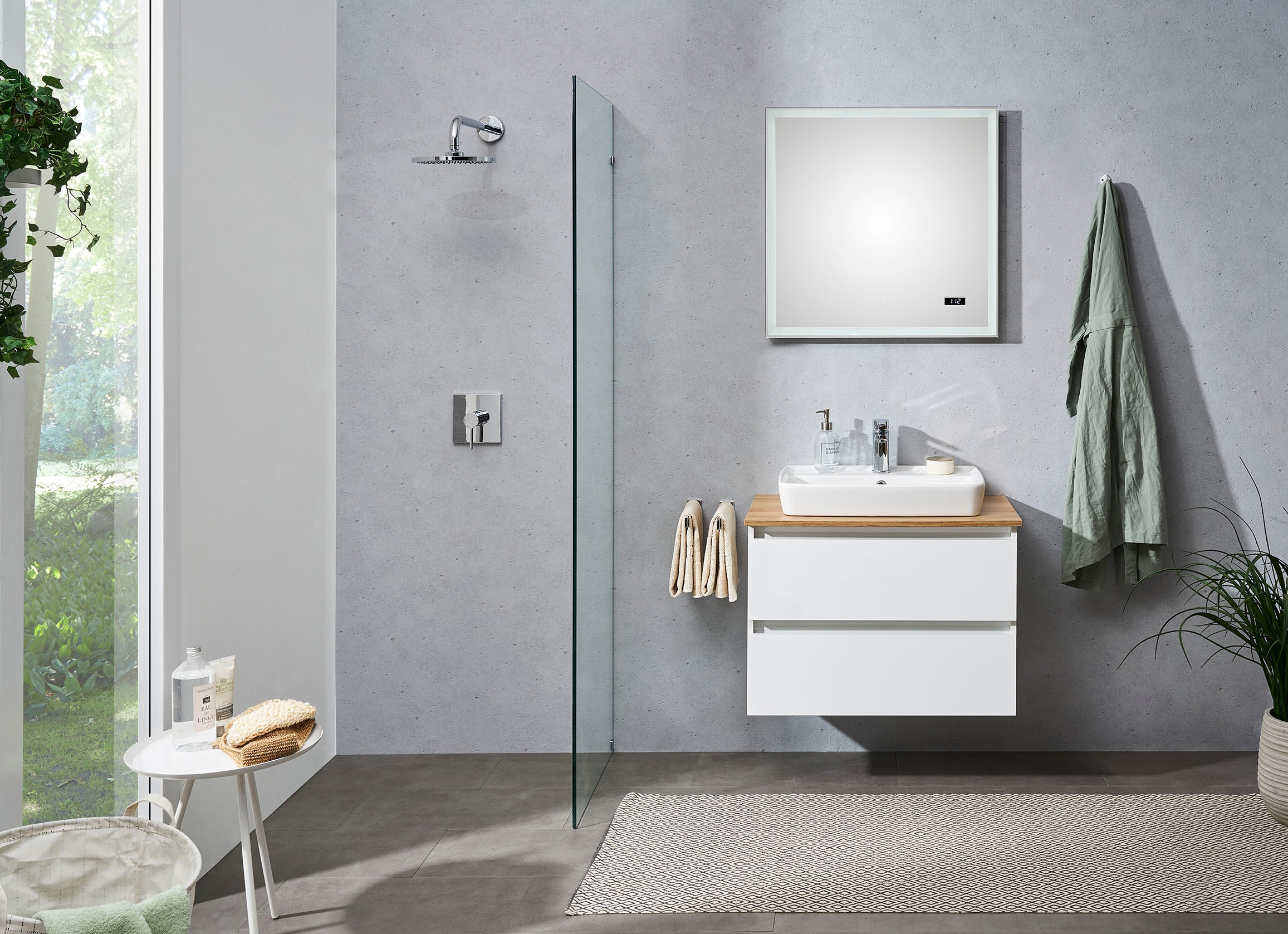 Saphir Ensemble de meubles de salle de bain »Quickset 360 2-teilig, Keramik-Aufsatzbecken mit LED-Spiegel« 4 cuis tlg.