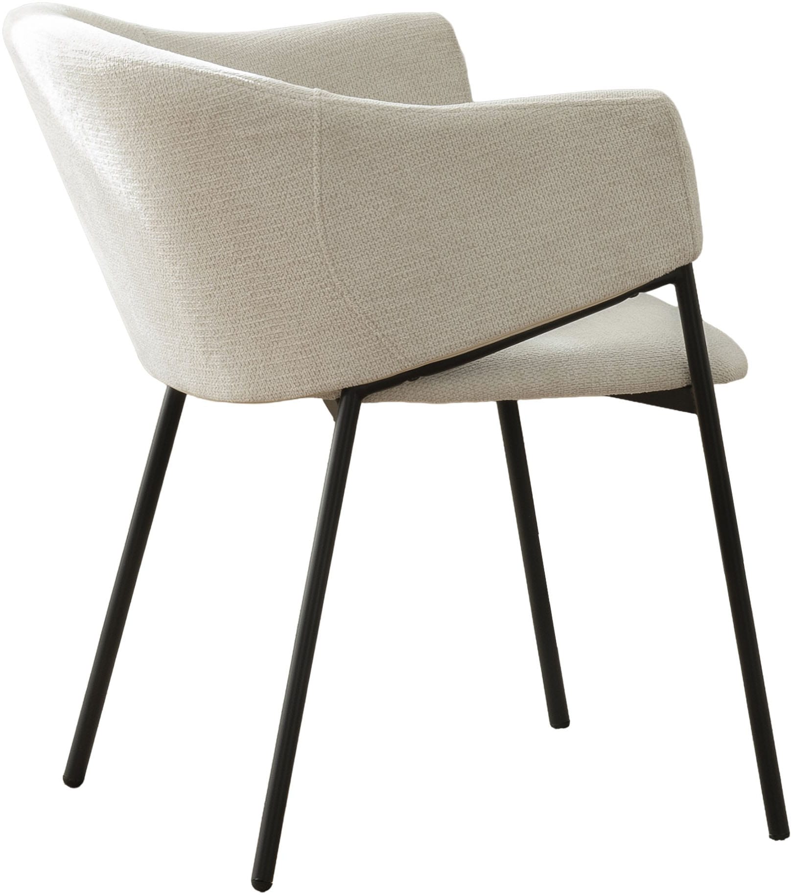 byLIVING Chaise de salle à manger »YORK« (Ensemble) 2 cuisStrukturstoff in beige, bis 110 kg, Schaumstoff, 4-Fussgestell