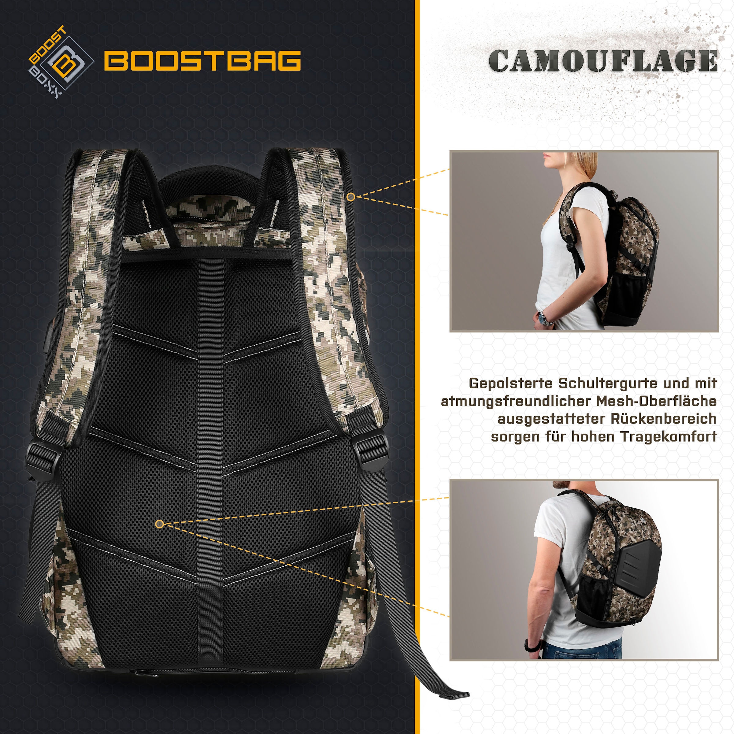 BoostBoxx Sac à dos pour ordinateur portable »Boostbag Camouflage«
