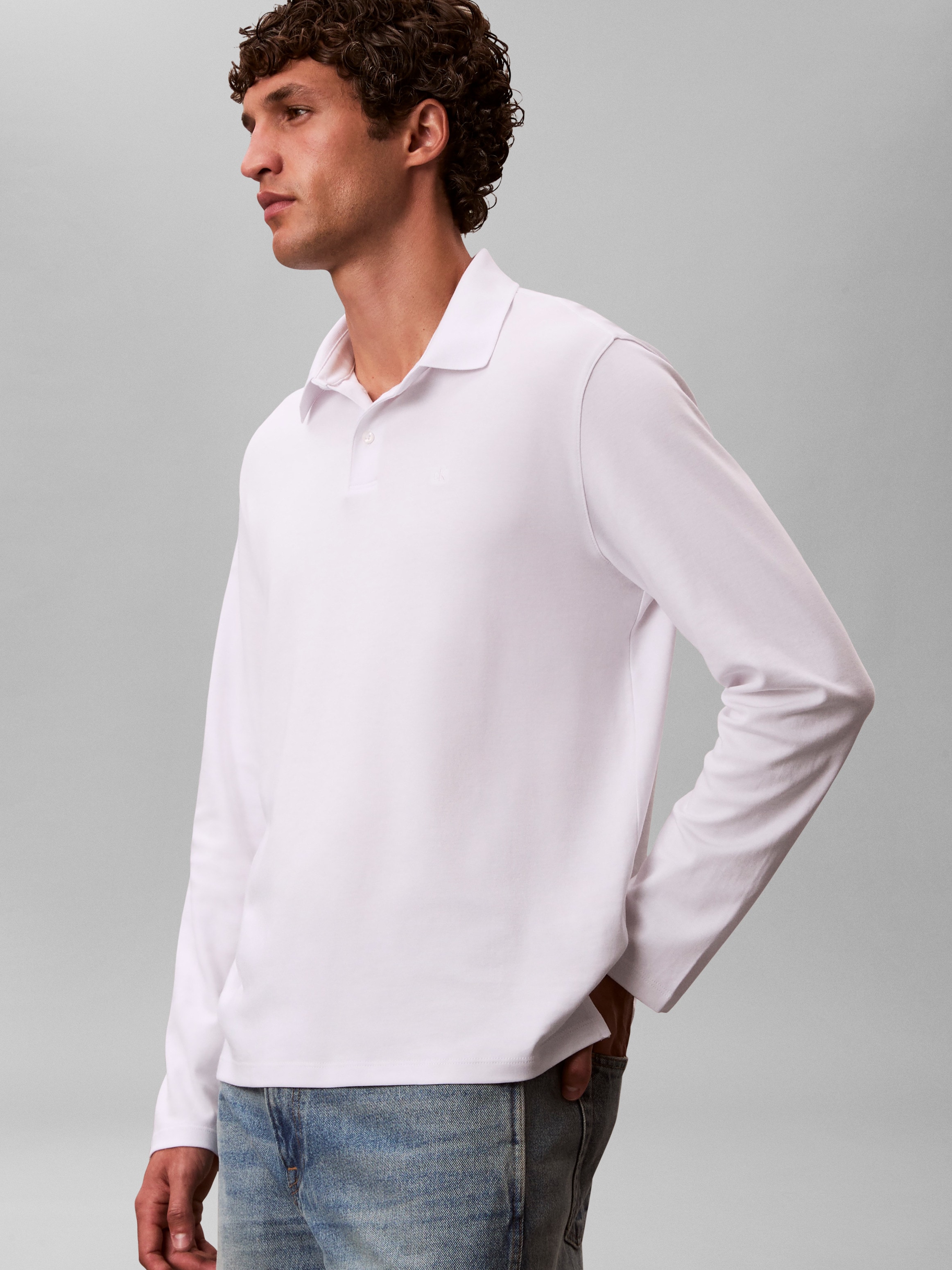 Calvin Klein Polo à manches longues »LS SUPIMA COTTON SOLID POLO« regular fit mit Rundhalsausschnitt