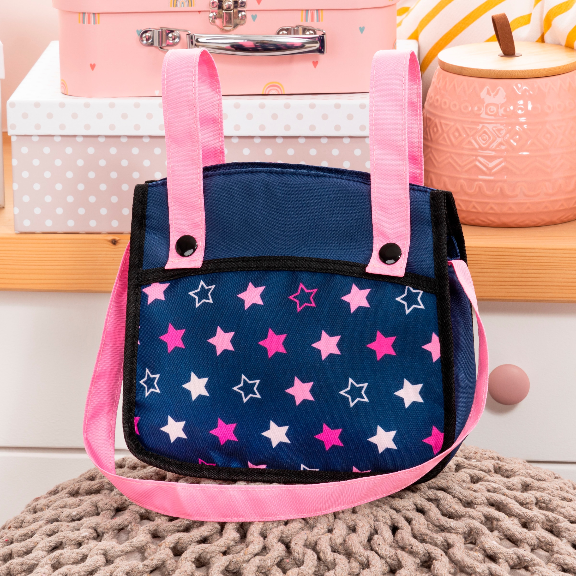 Bayer Puppen-Zwillingsbuggy »Xeo Twin blau/pink« mit Wickeltasche