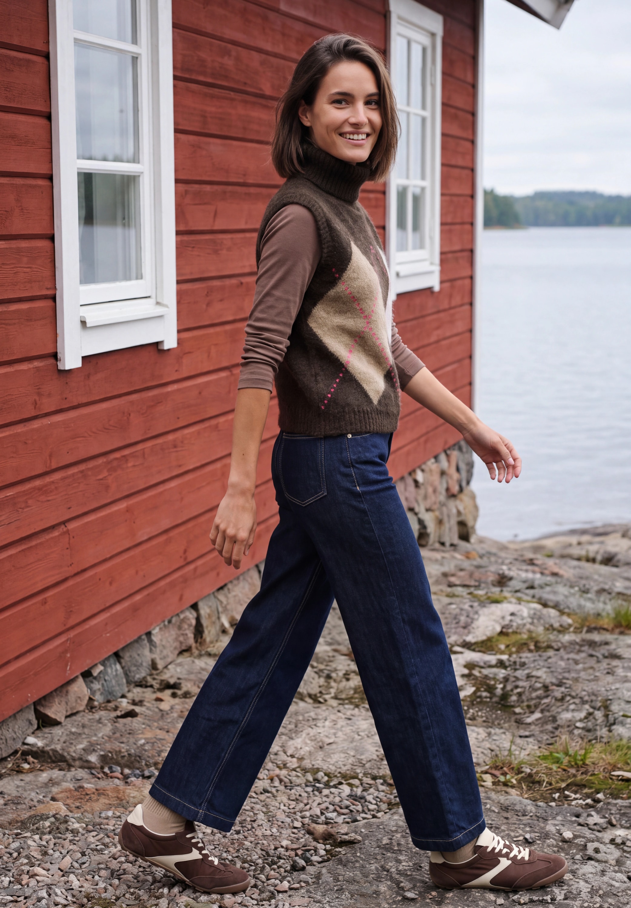 Cecil Pull-over avec col et motif argyle / à carreaux / fil plume