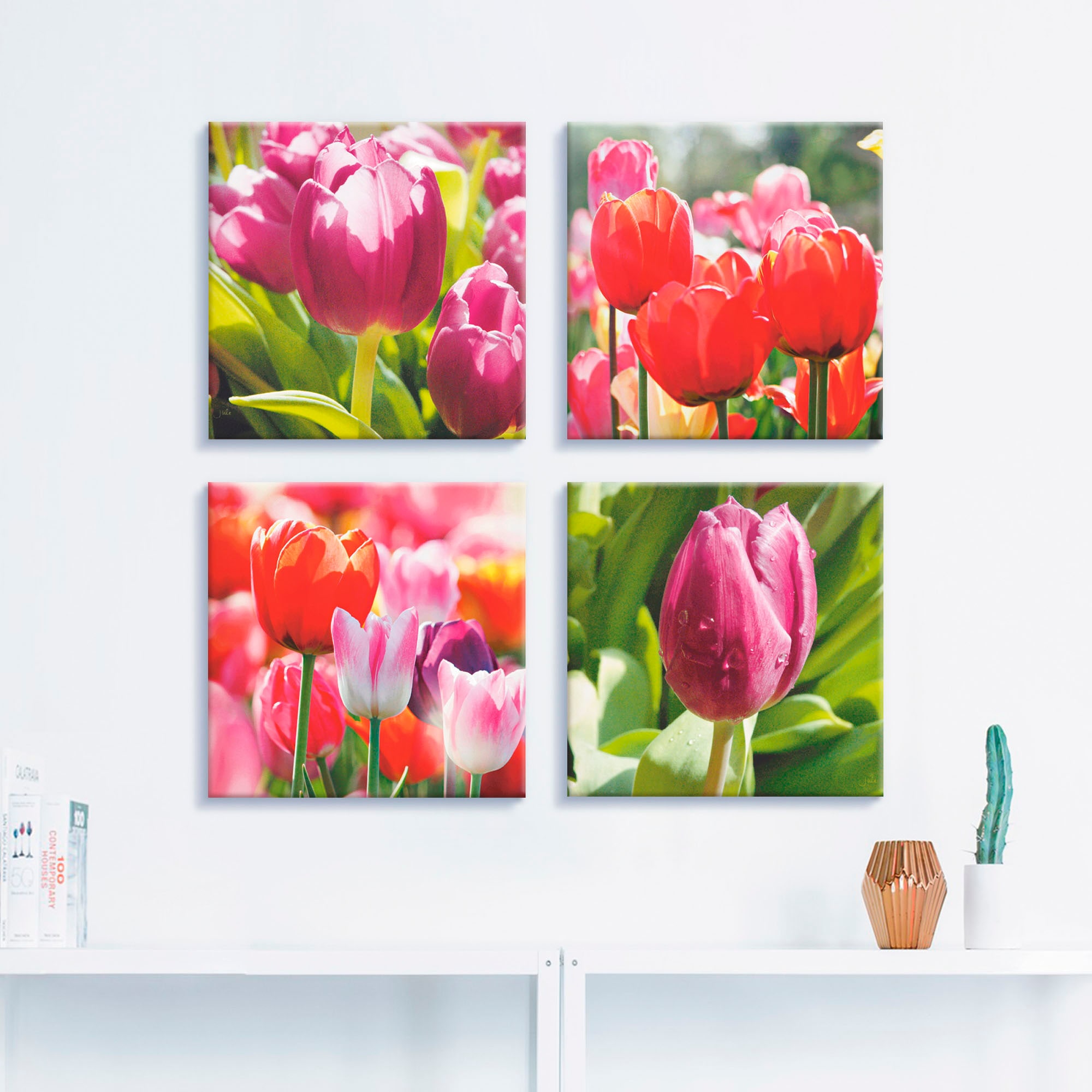 Artland Tableau sur toile »Frühling und Tulpen« 4 cuis tlg. 4er Set, verschiedene Grössen