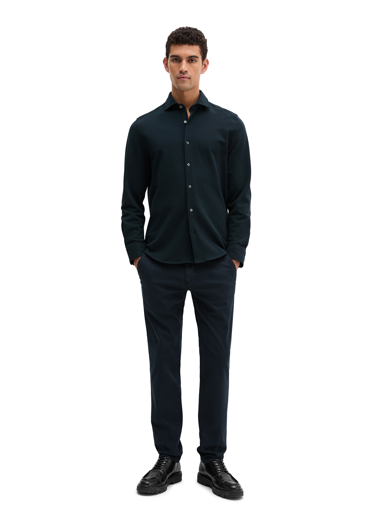 Marc O'Polo Chemise à manches longues coupe ajustée, avec fine structure piqué
