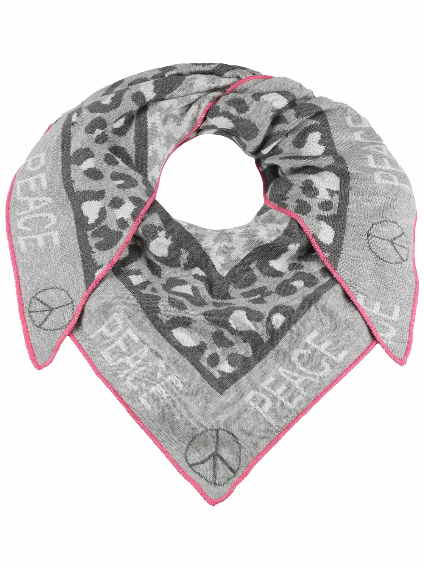 Zwillingsherz Dreieckstuch »"Peace"« Schriftzug und Leomuster, wärmend, Strick