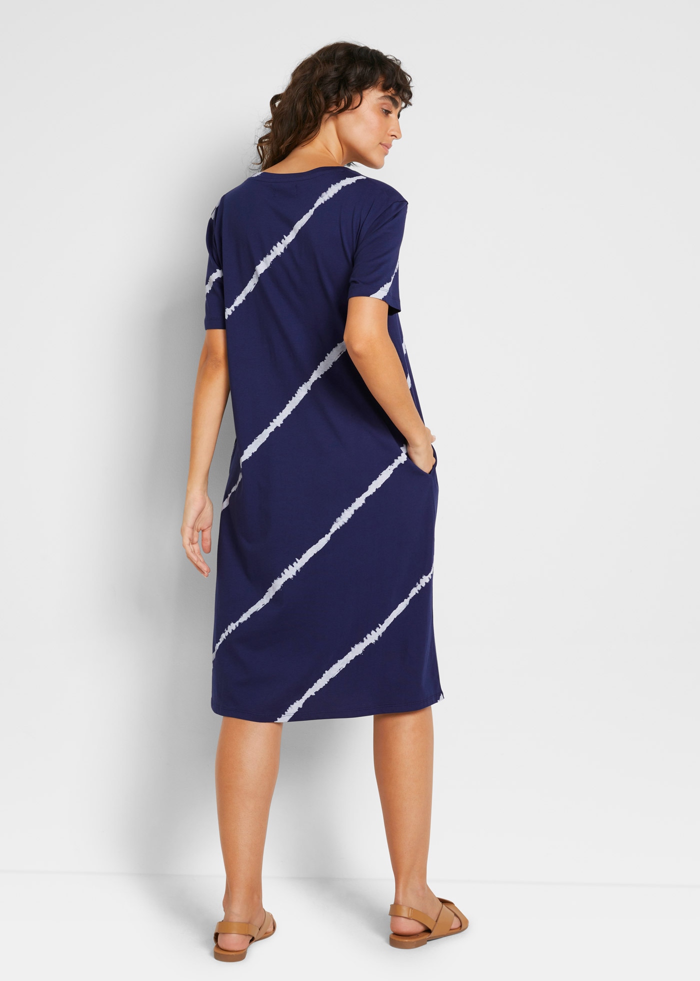 bonprix Robe en jersey für den Alltag, Kurzarm-Design, aus Baumwolle, in A-Linie