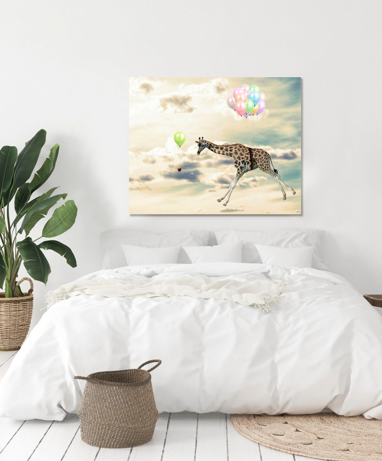 queence Acrylglasbild »fliegende Giraffe« Giraffe | Giraffen | Giraffen Bilder | Himmel | Himmelsbilder | Luftballon | Tiere Fine Art-Print in Galeriequalität