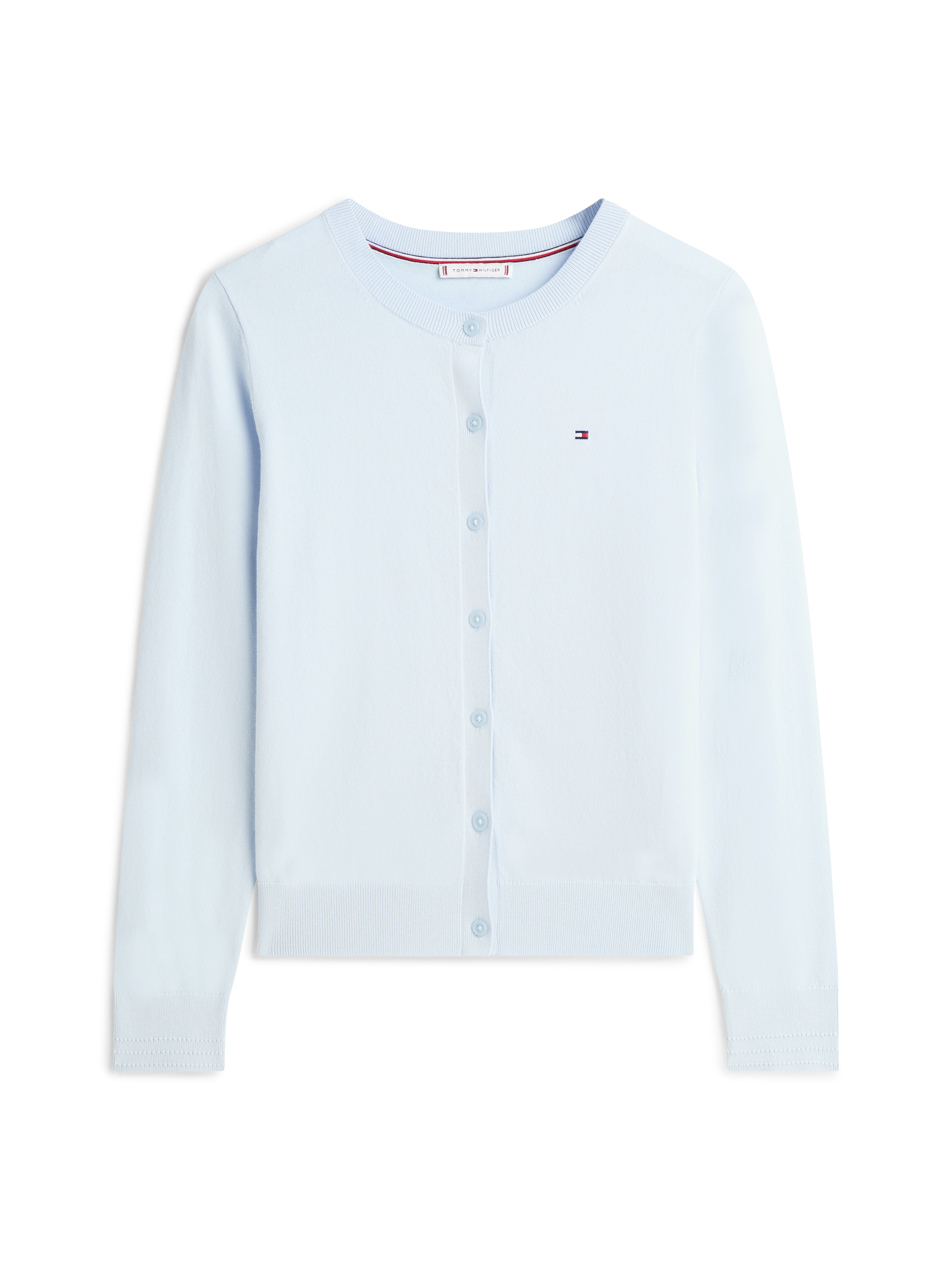 Tommy Hilfiger »CO JERSEY STITCH CARDIGAN« Baumwollmischung, regular fit, Rundhals, goldfarbene Knöpfe