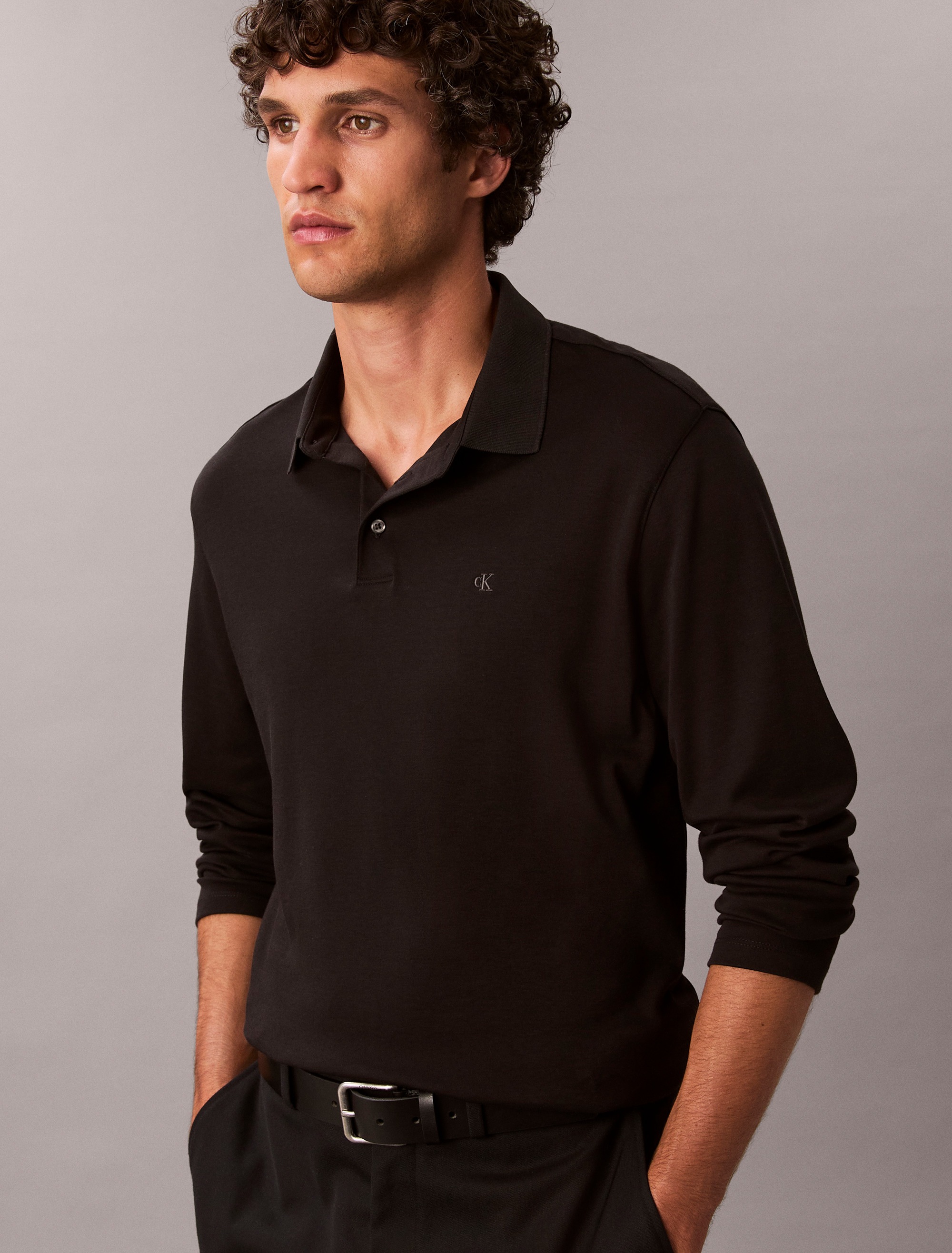 Calvin Klein Langarm-Poloshirt »LS SUPIMA COTTON SOLID POLO« regular fit mit Rundhalsausschnitt