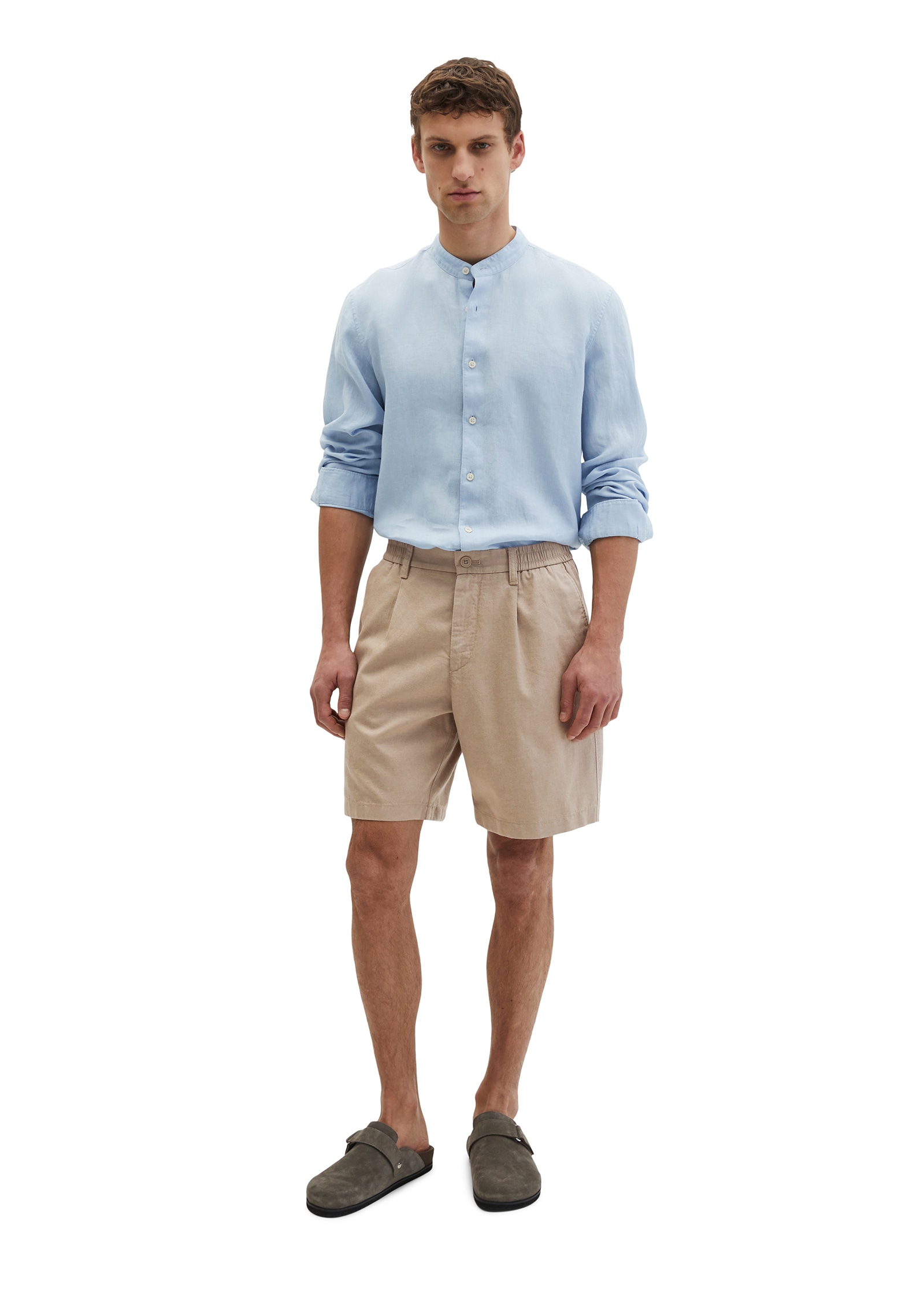 Marc O'Polo Chemise en lin regular en pur lin, chemise col montant