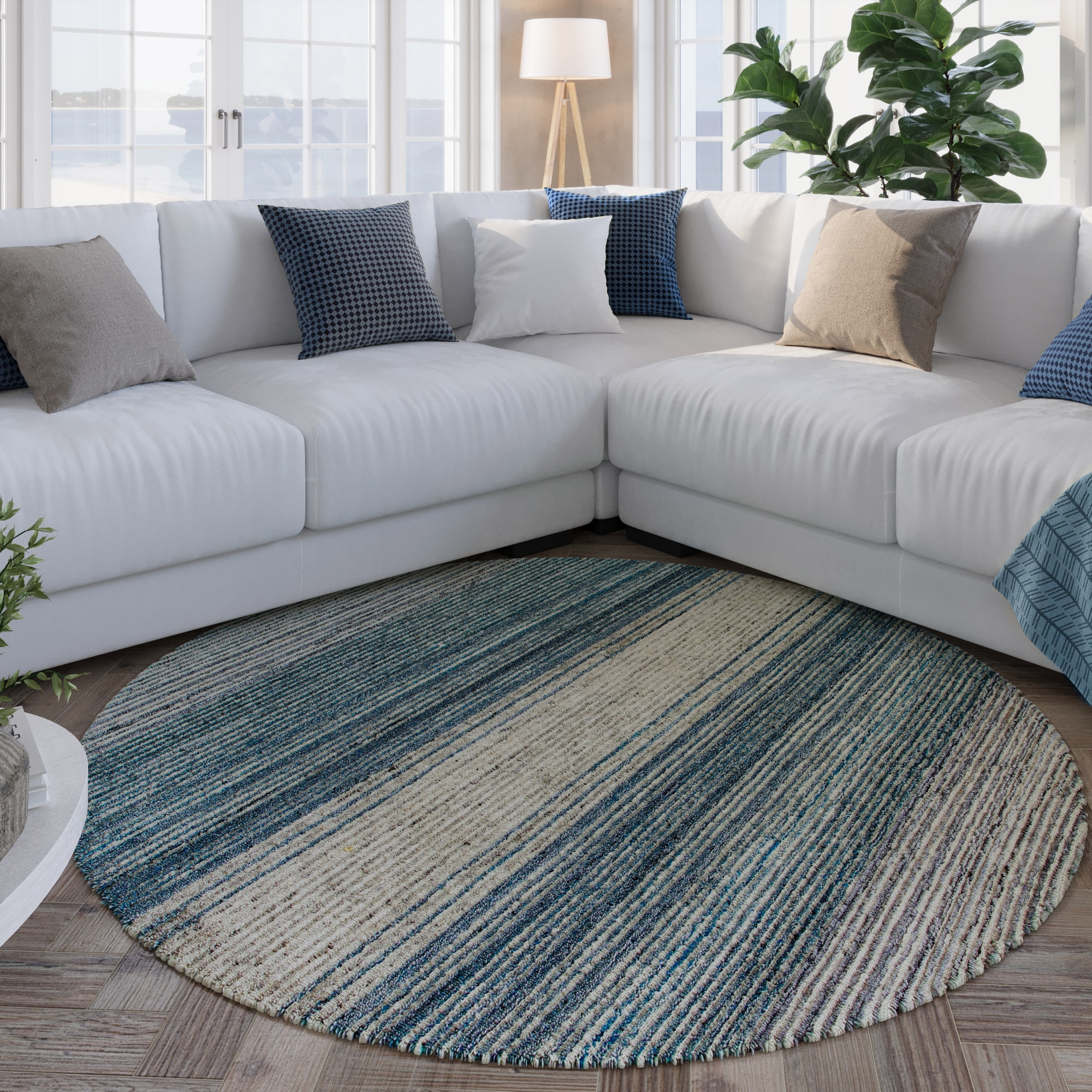 Wecon home Tapis »Hamptons TWENTYFOUR« Rond 10 mm Höhe Kurzflor, Wohnzimmer, Schlafzimmer, elegant, robust, Streifen Muster