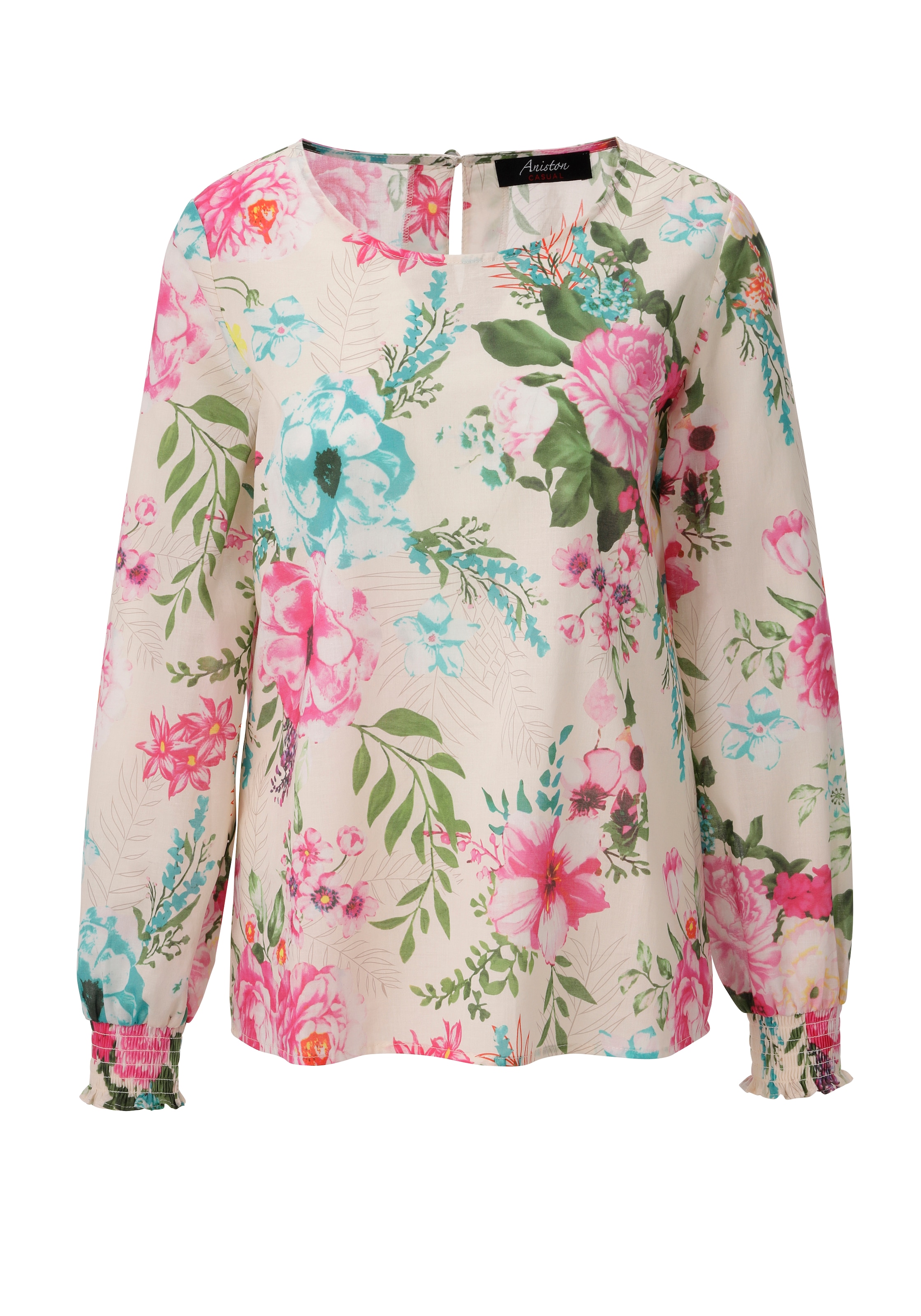 Aniston CASUAL Blouse à enfiler mit farbenfrohem Blumendruck - jedes Teil ein Unikat - NEUE KOLLEKTION