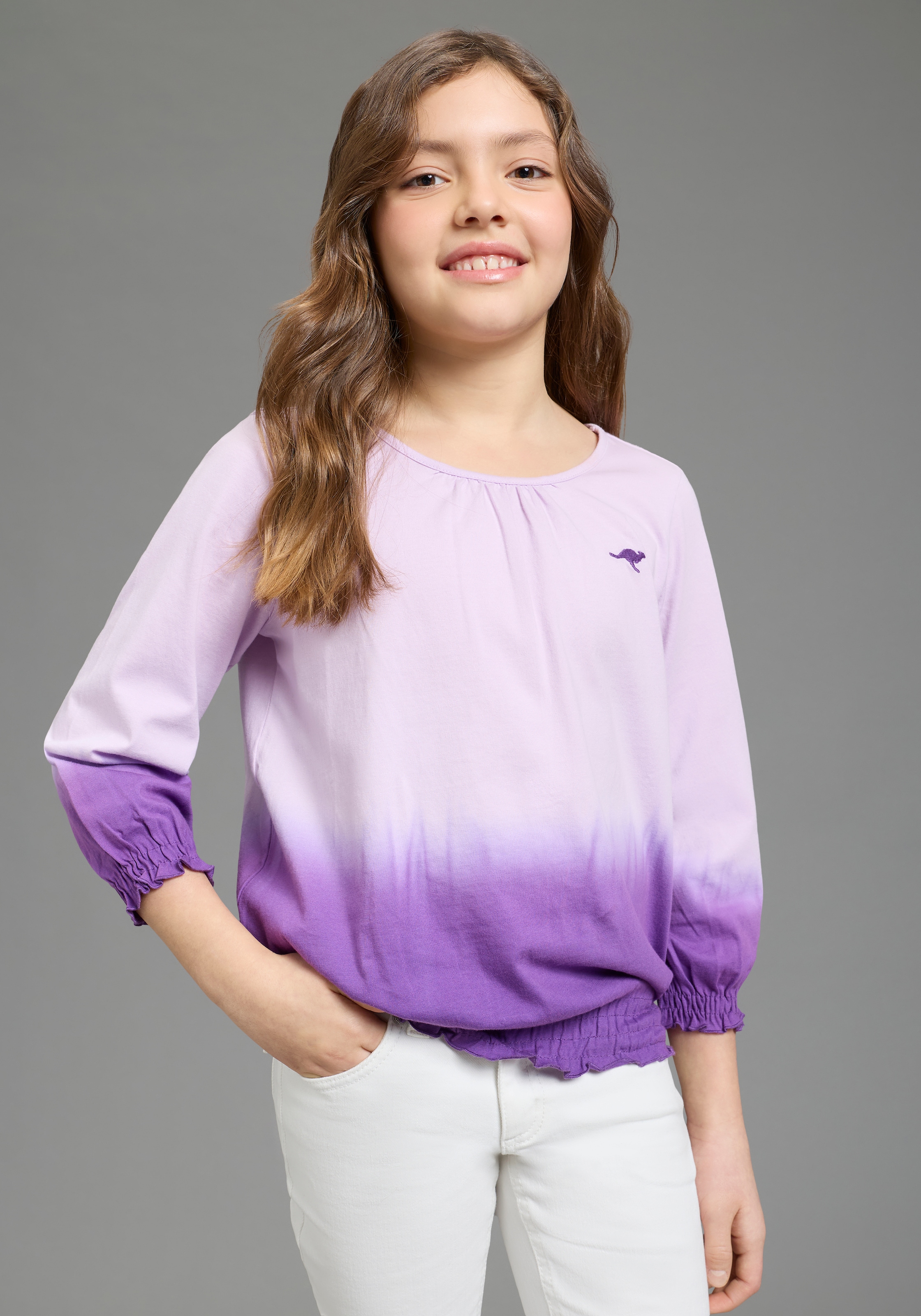 KangaROOS T-shirt à manches 3/4 »Shirt in Batik-Look« 3/4-Arm,  hüftlange Passform,  Batikmuster,  Rundhalsausschnitt