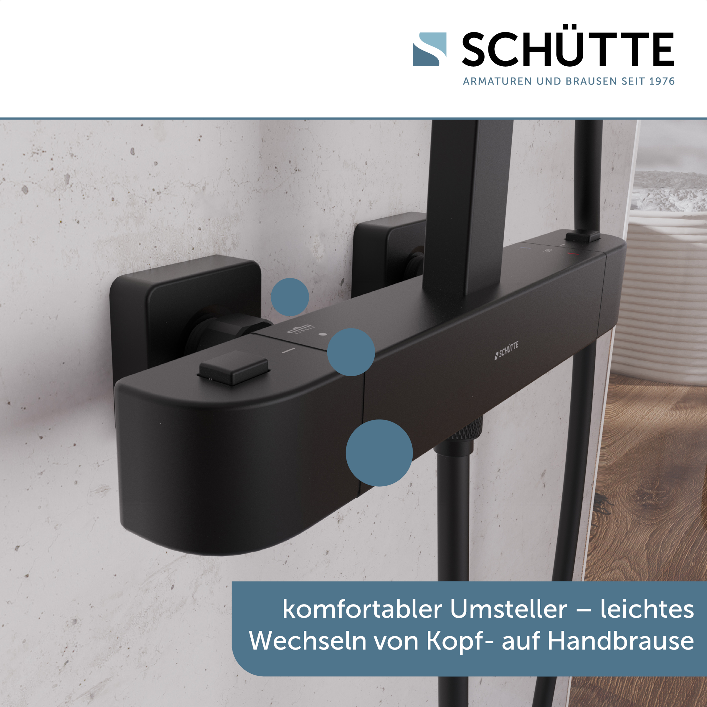 Schütte Brausegarnitur »GRAN CANARIA« Komplett-Set,  Regendusche 30x20 cm, Umsteller, Antikalk, 3 Strahlarten, Thermostat