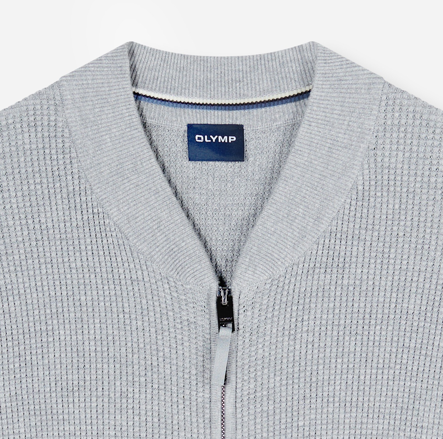 OLYMP Cardigan »Casual« Baumwollmix, Rippkragen, Regular Fit