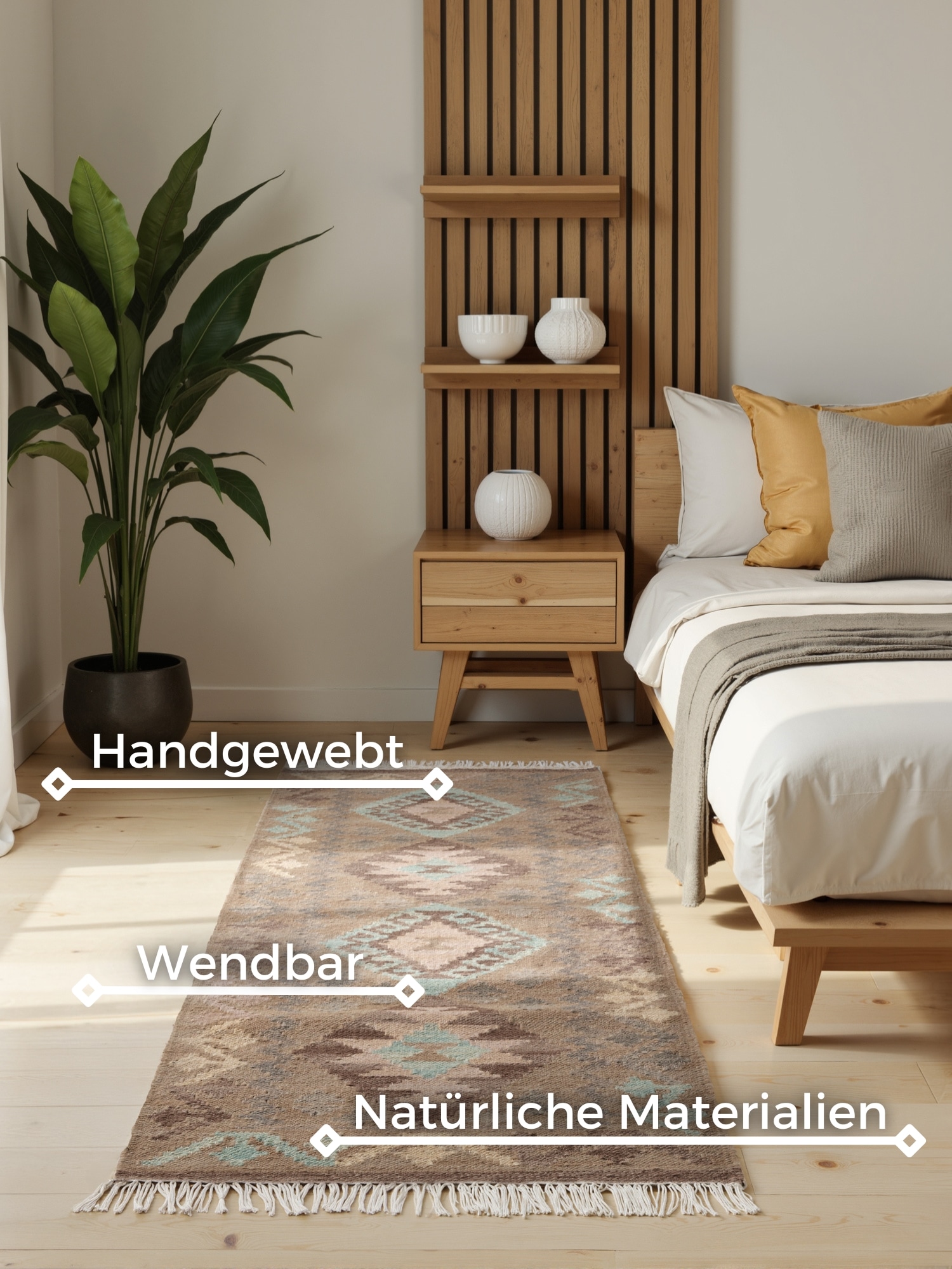 HANSE Home Tapis »Kelim Dune« Rectangulaire 3 mm Höhe Wolle, Baumwolle, Natur, Handgewebt, orientalisch, Boho, traditionell