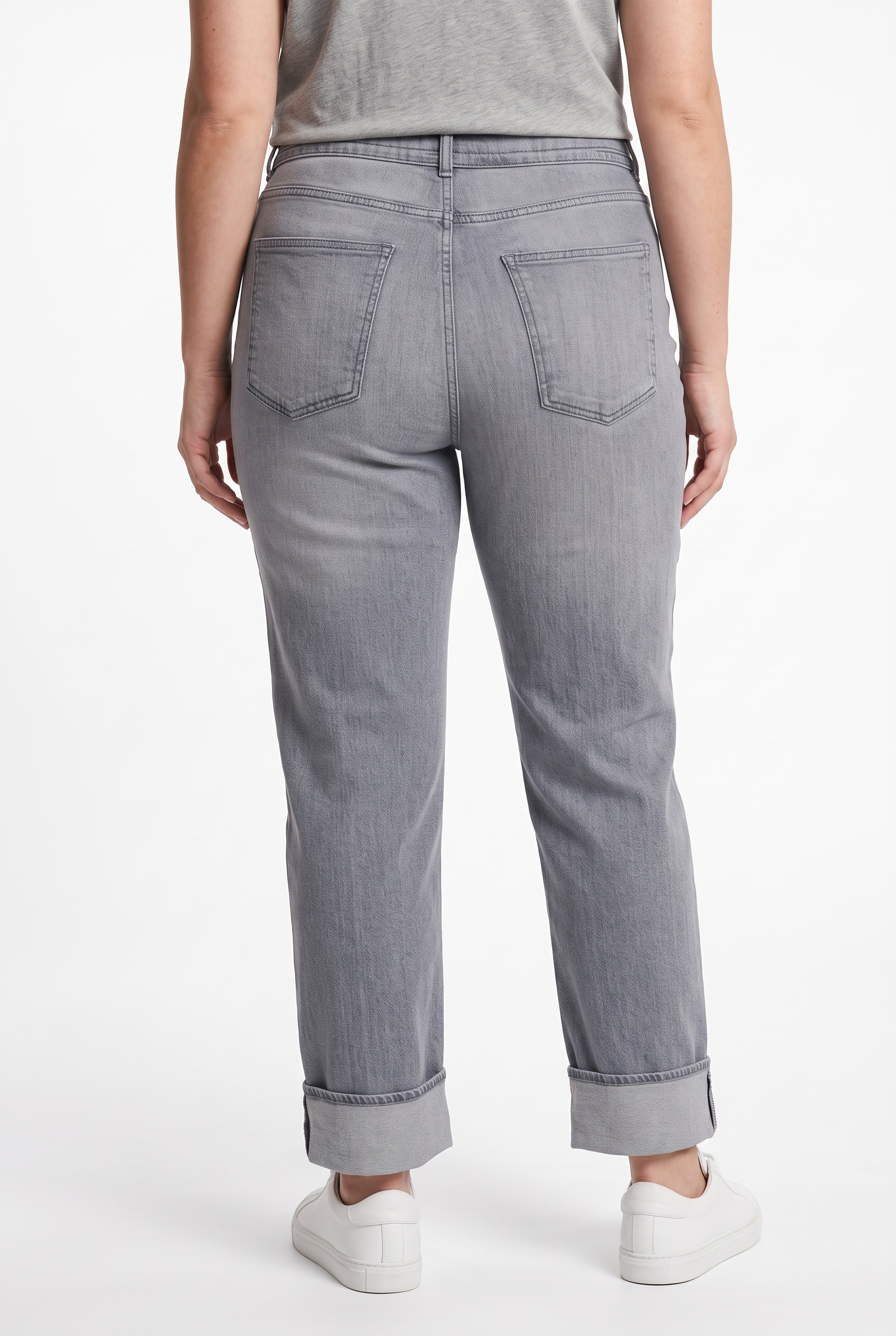 ONLY CARMAKOMA Jeans droit »CARGIANNA MW FOLD UP STRAIGHT AZ752« mélange de coton, taille régulière