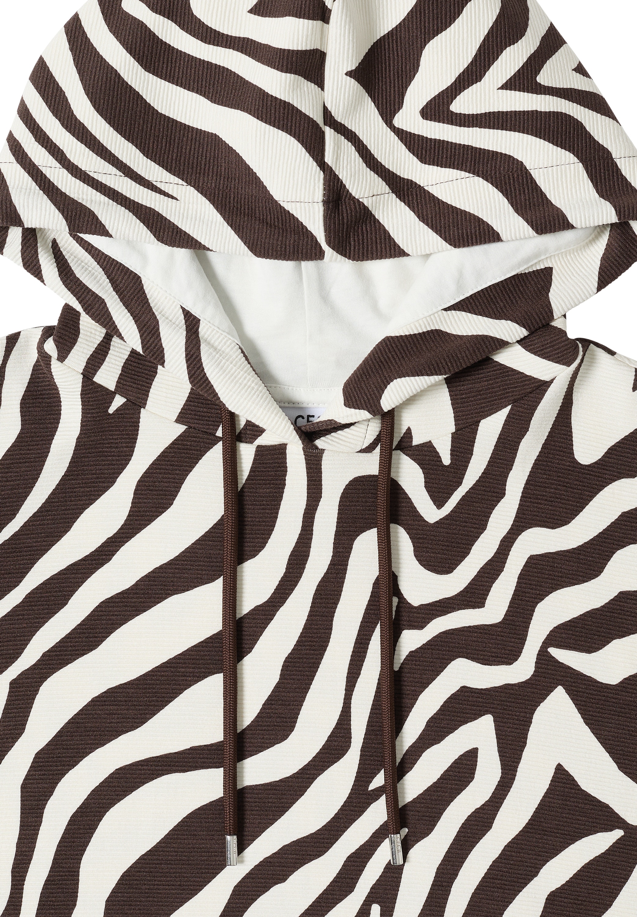 Cecil Kapuzensweatshirt , Kurzarm-Shirt mit Kapuze und Zebraprint
