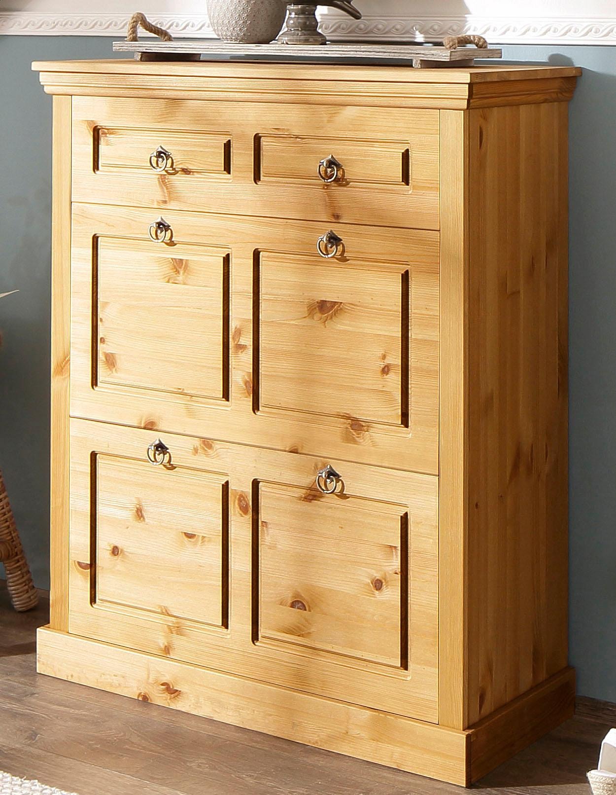 GOODproduct Schuhschrank »Basilico« aus massiver Kiefer, FSC®, Breite 90 cm, mit Schublade, Kassettenoptik