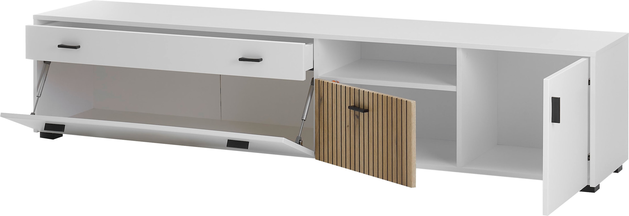 INOSIGN Lowboard »Hudson« in moderner Trendfarbe, Griffe aus Metall (Schwarz), Breite 200 cm