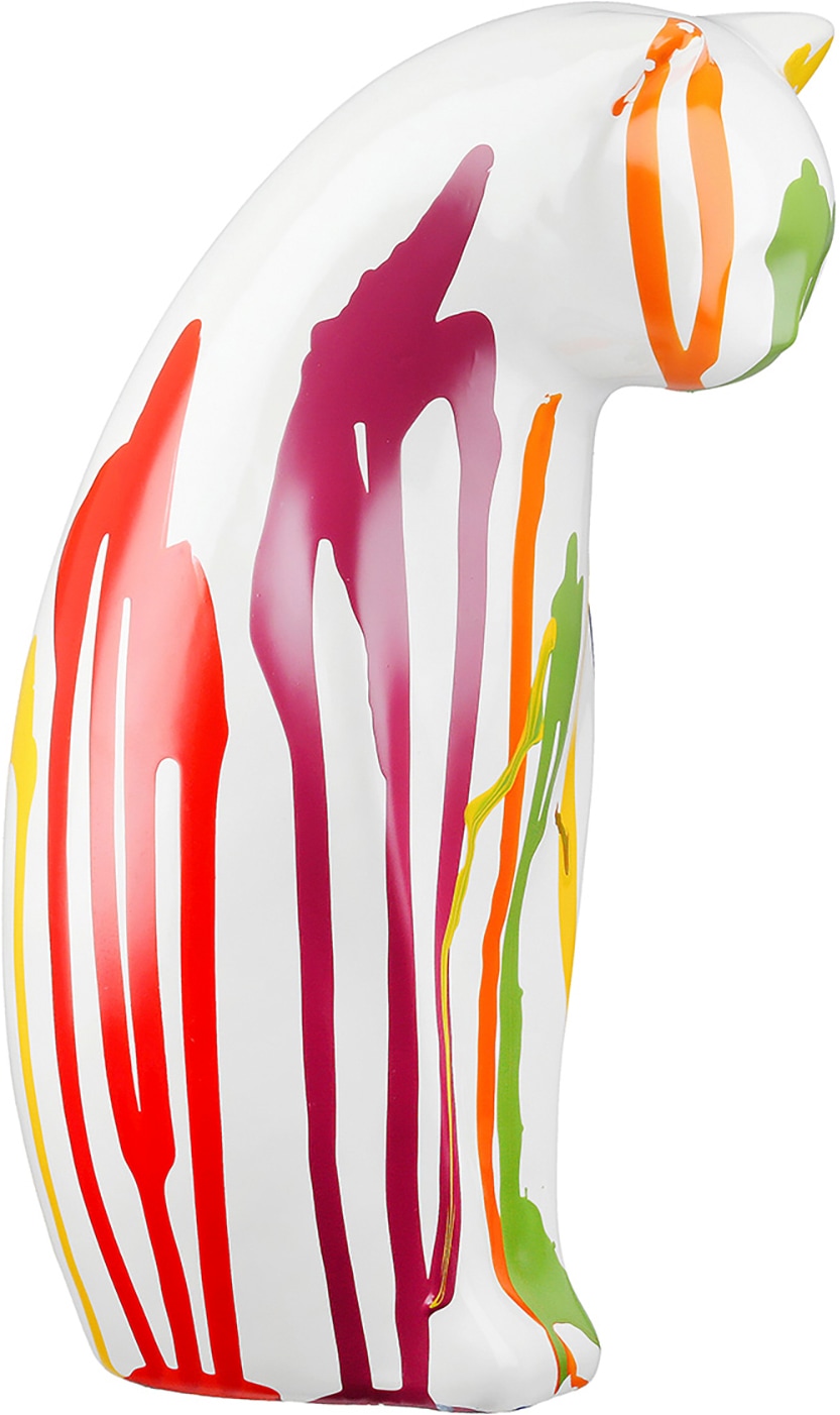 GILDE Skulptur »2tlg. Set Figur Katze Colori weiss« Tierfigur Wohnaccessoire Designkatze jugendliche farbenfrohe Deko