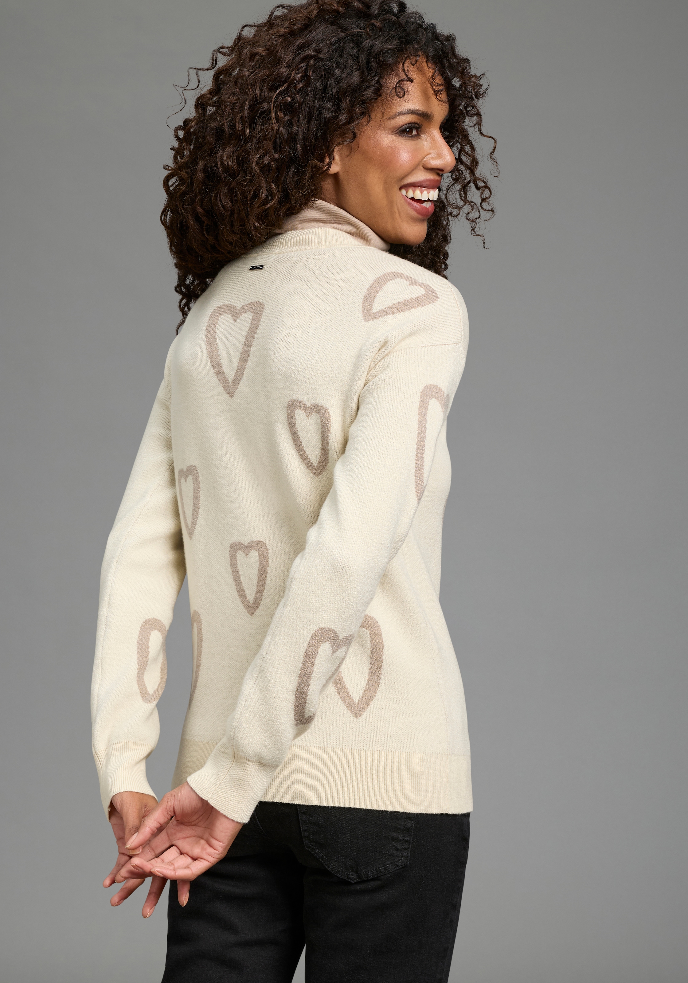 Laura Scott Pull à col rond maille d'hiver douillette avec motif