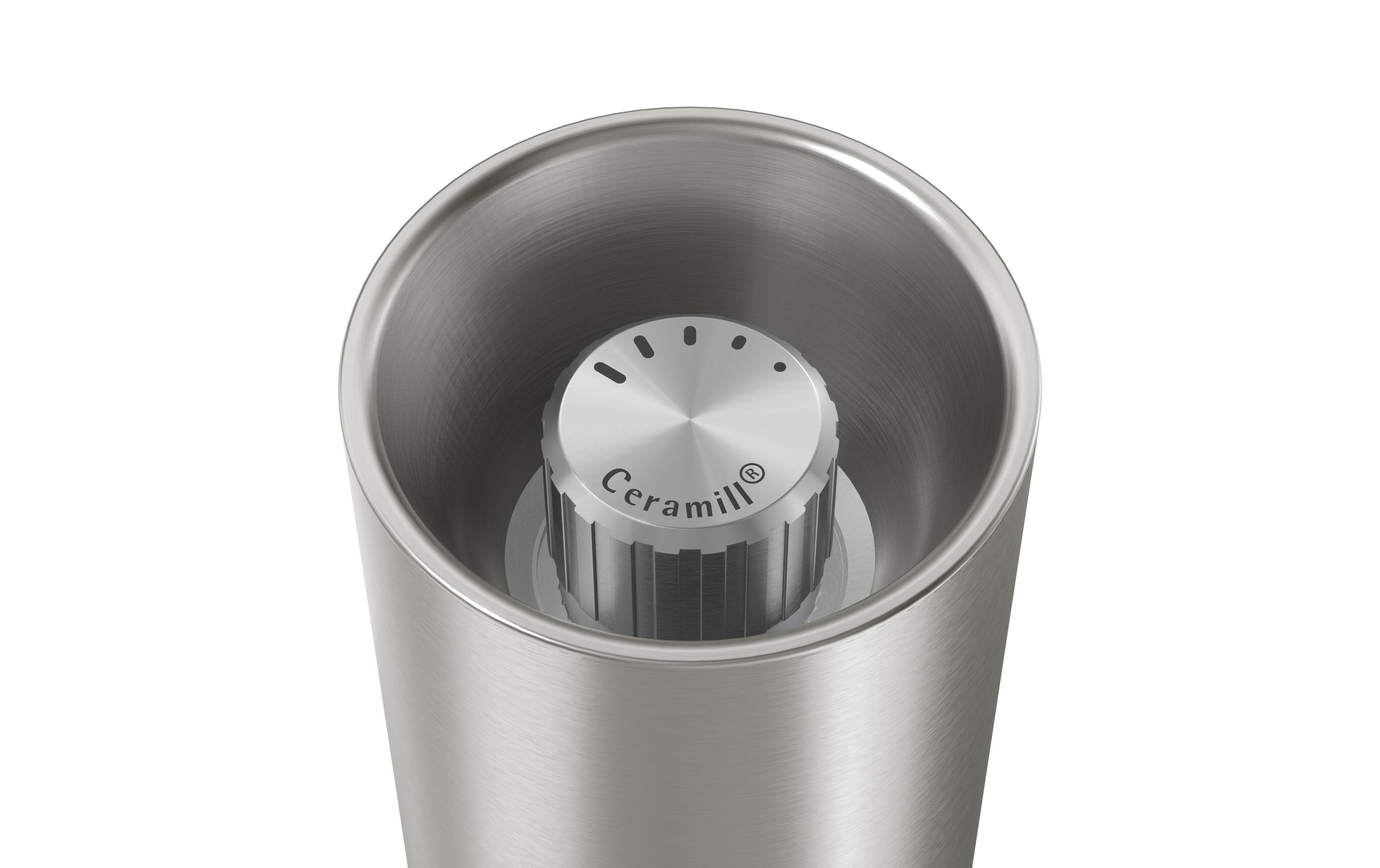 WMF Moulin à épices »Signature Pro, aus Edelstahl« Keramikmahlwerk, einstellbarer Mahlgrad, magnetischer Deckel