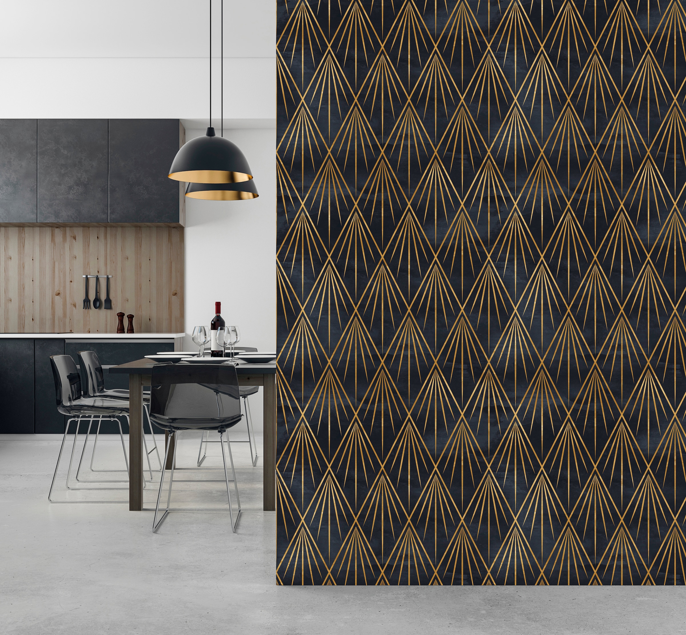 queence Papier peint vinyle »Helin« abstrait | imprimé 90x250cm, selbstklebend, kinderleichte Anbringung, , Sticker