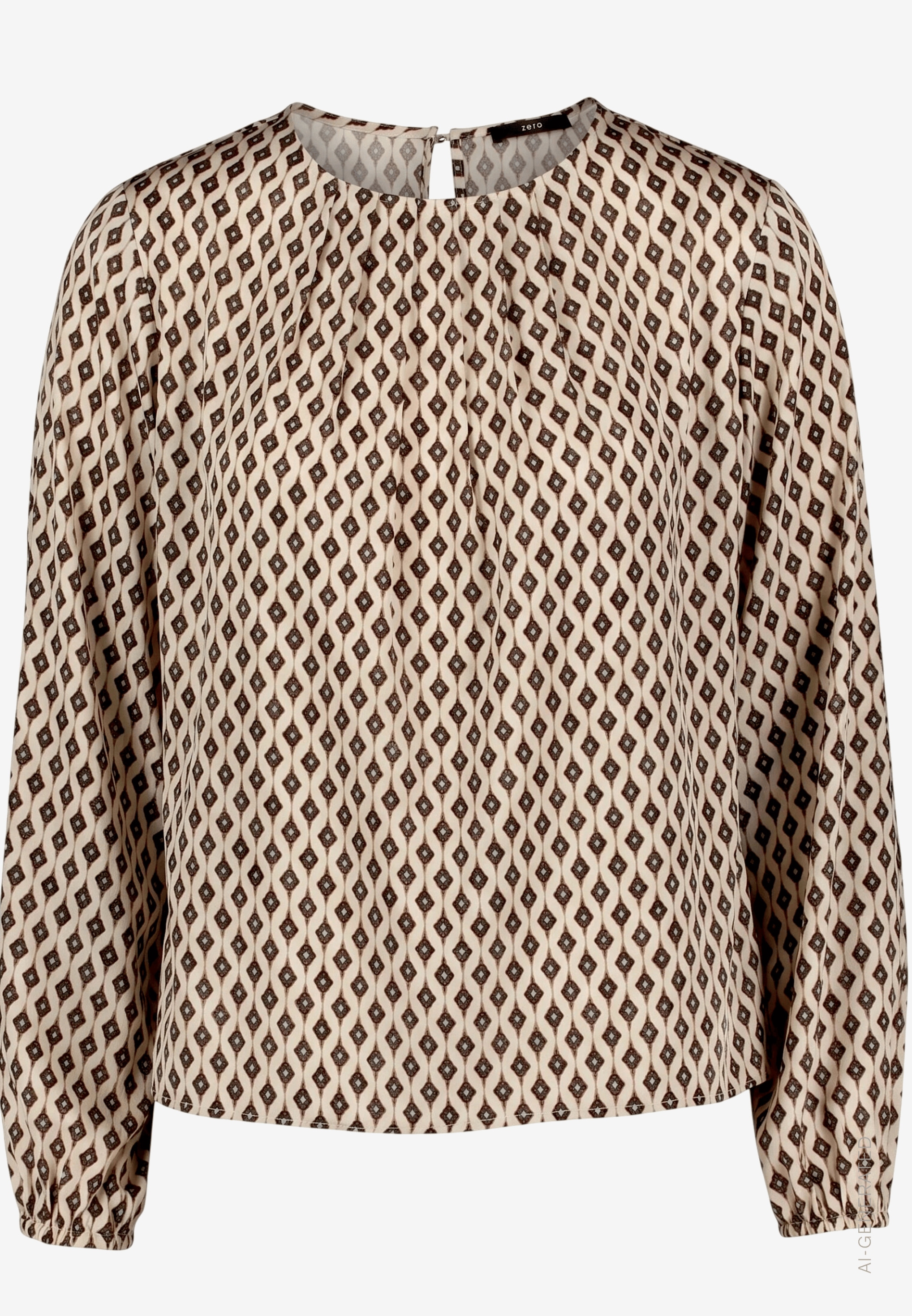 Zero Satinbluse Sommerbluse mit Rundhals und Minimal-Print