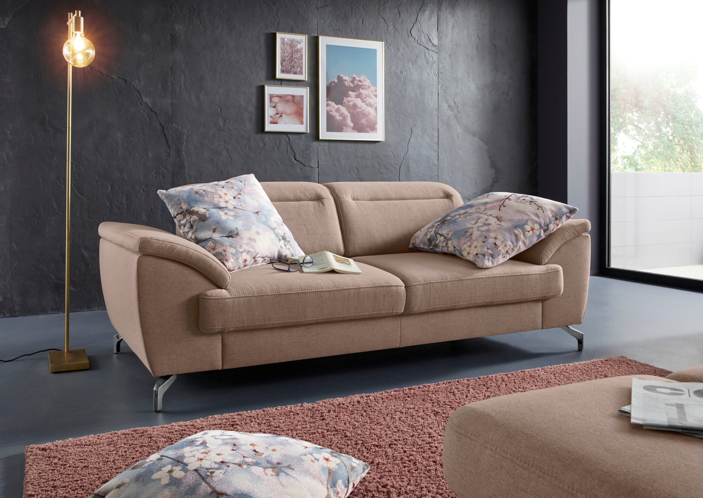 sit&more 2,5-places »Percy« 12 cm Fusshöhe, Sitztiefenverstellung, wahlweise Kopfteilverstellung