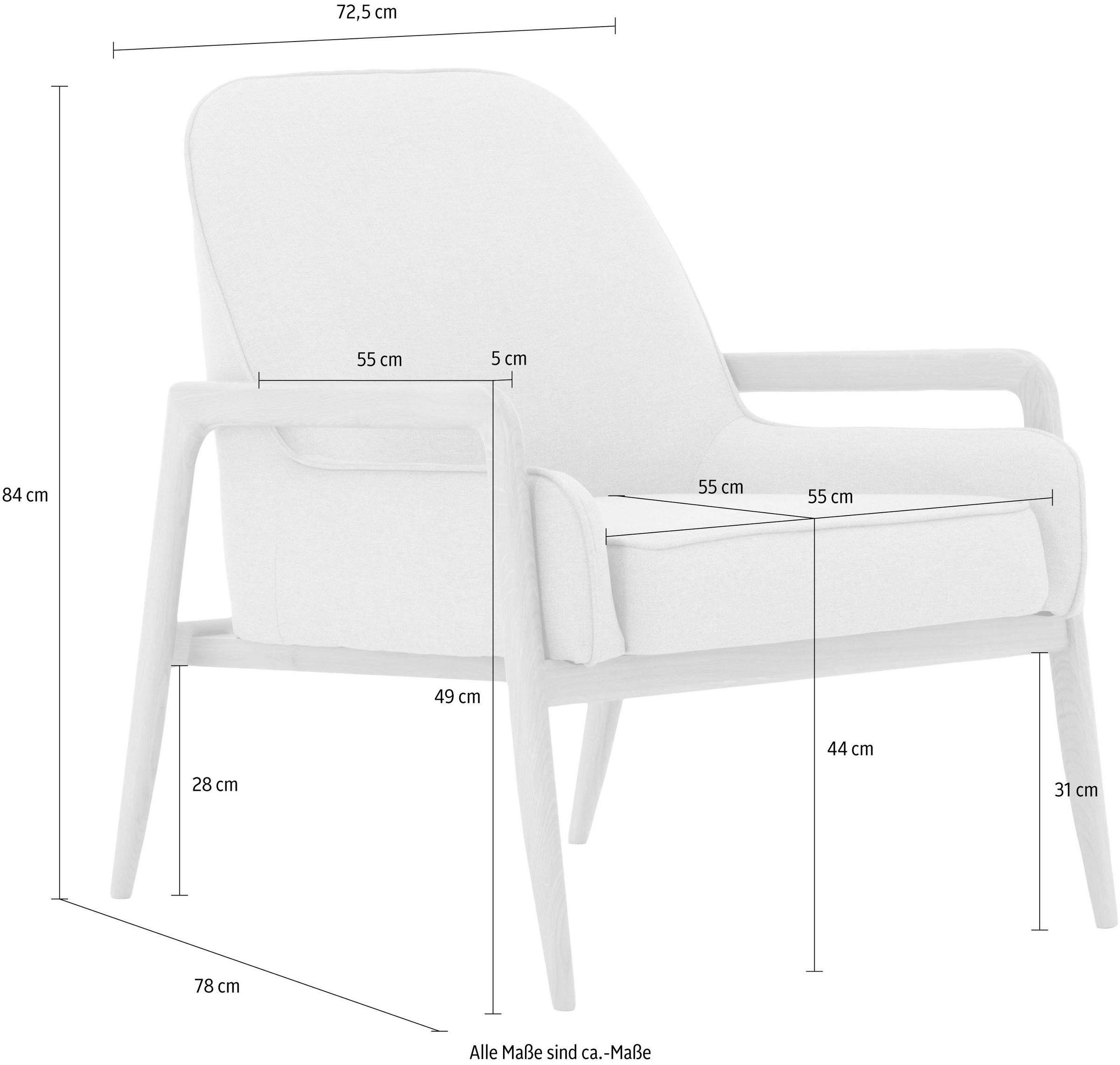 Home affaire Sessel »Braga« wahlweise mit Gestell aus Eiche in dunkel oder Buchenholz in hell