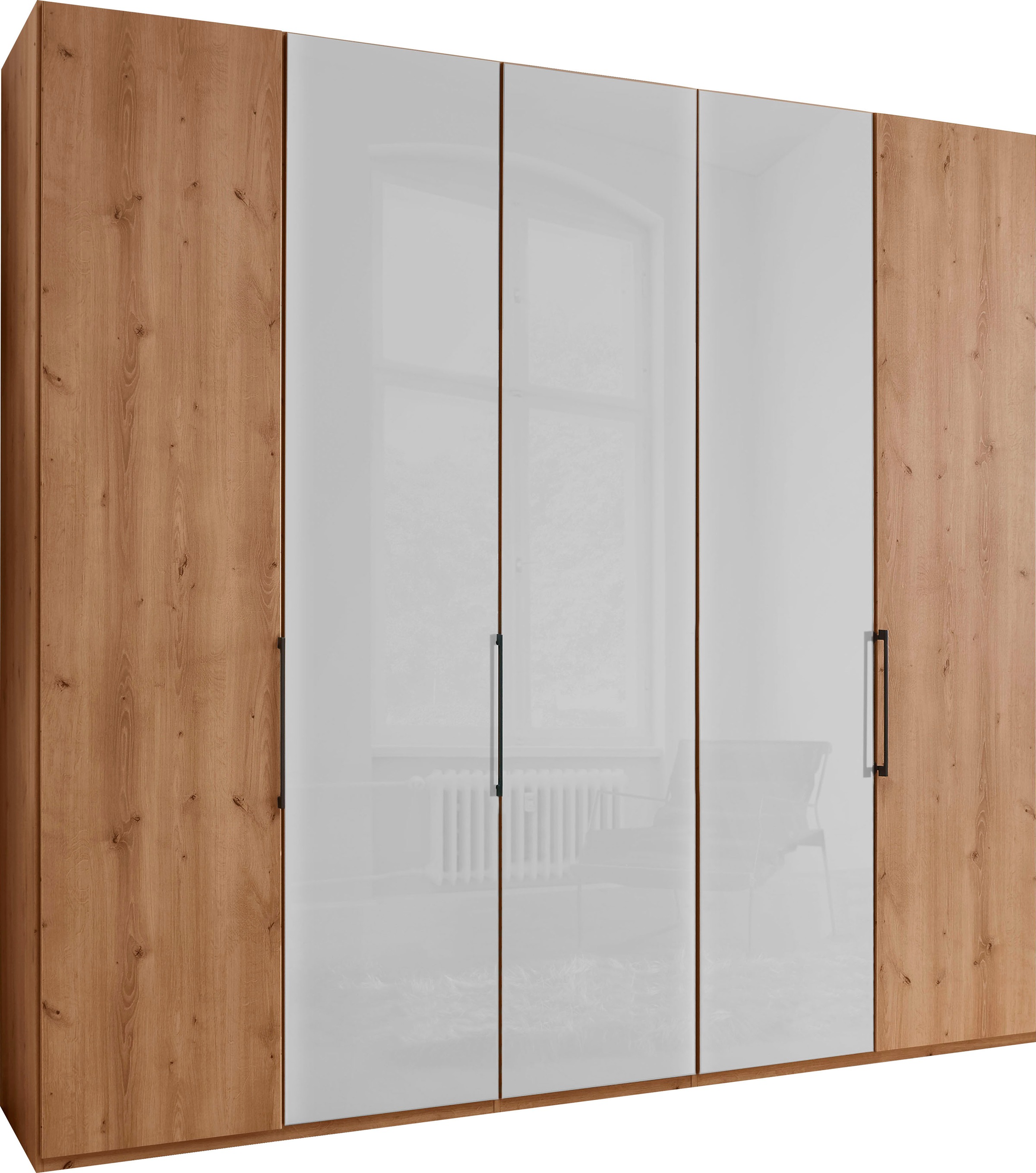 WIEMANN Armoire à portes pliantes »Monaco« avec façade partiellement vitrée et ferrures de haute qualité