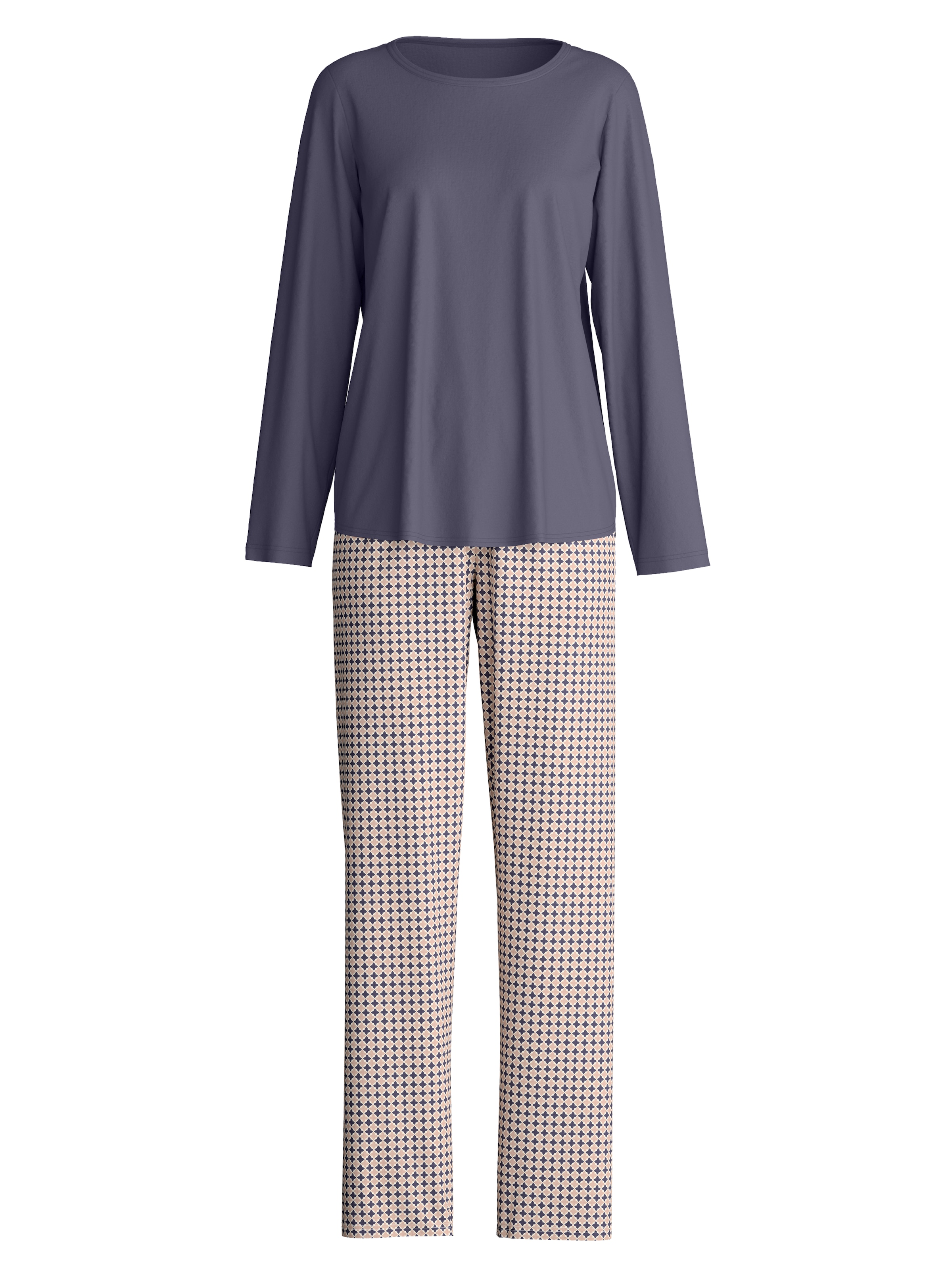 CALIDA Schlafanzug »Graphic Nights« 2 tlg. Streifen-Design, Single Jersey Qualität, Rundhals, Langarm, weich