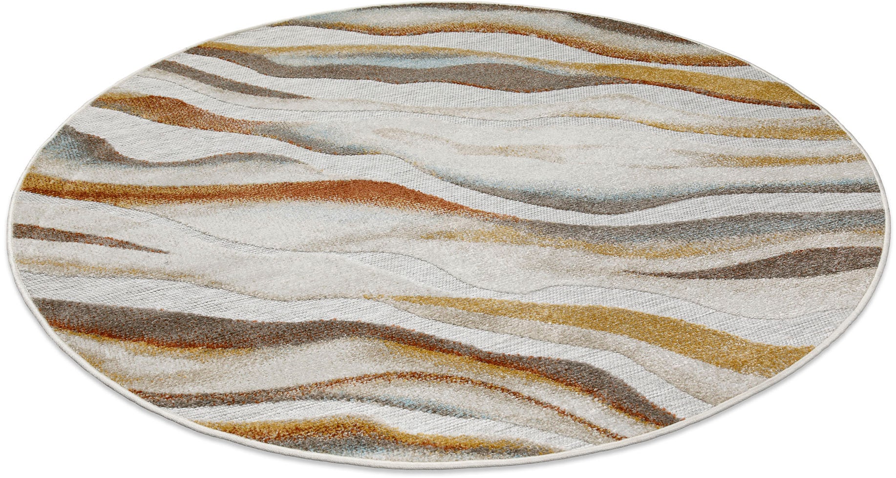 Wecon home Tapis d'extérieur »Creek« Rond 5 mm Höhe für Innen & Aussen, strapazierfähig, pflegeleicht, Hoch-Tief Effekt