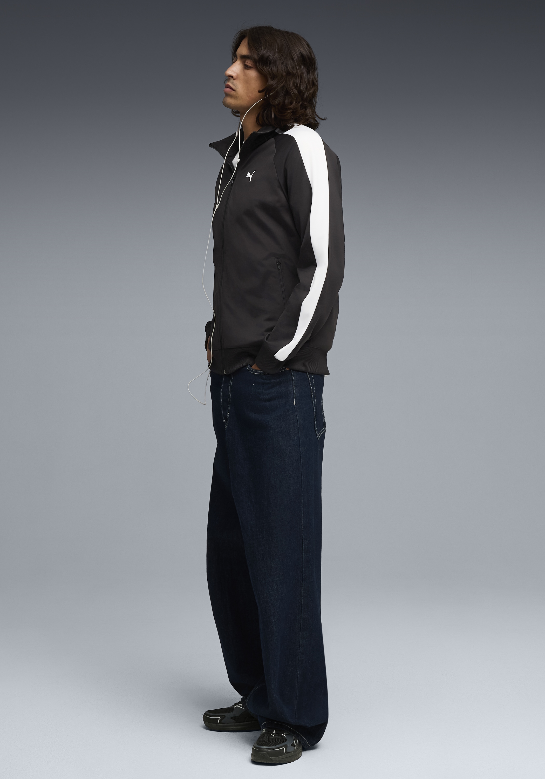 PUMA Trainingsjacke »T7 FOUNDATION POLY TRACK JACKET« ohne Kapuze mit Stehkragen, mit Reissverschlusstaschen, Regular Fit