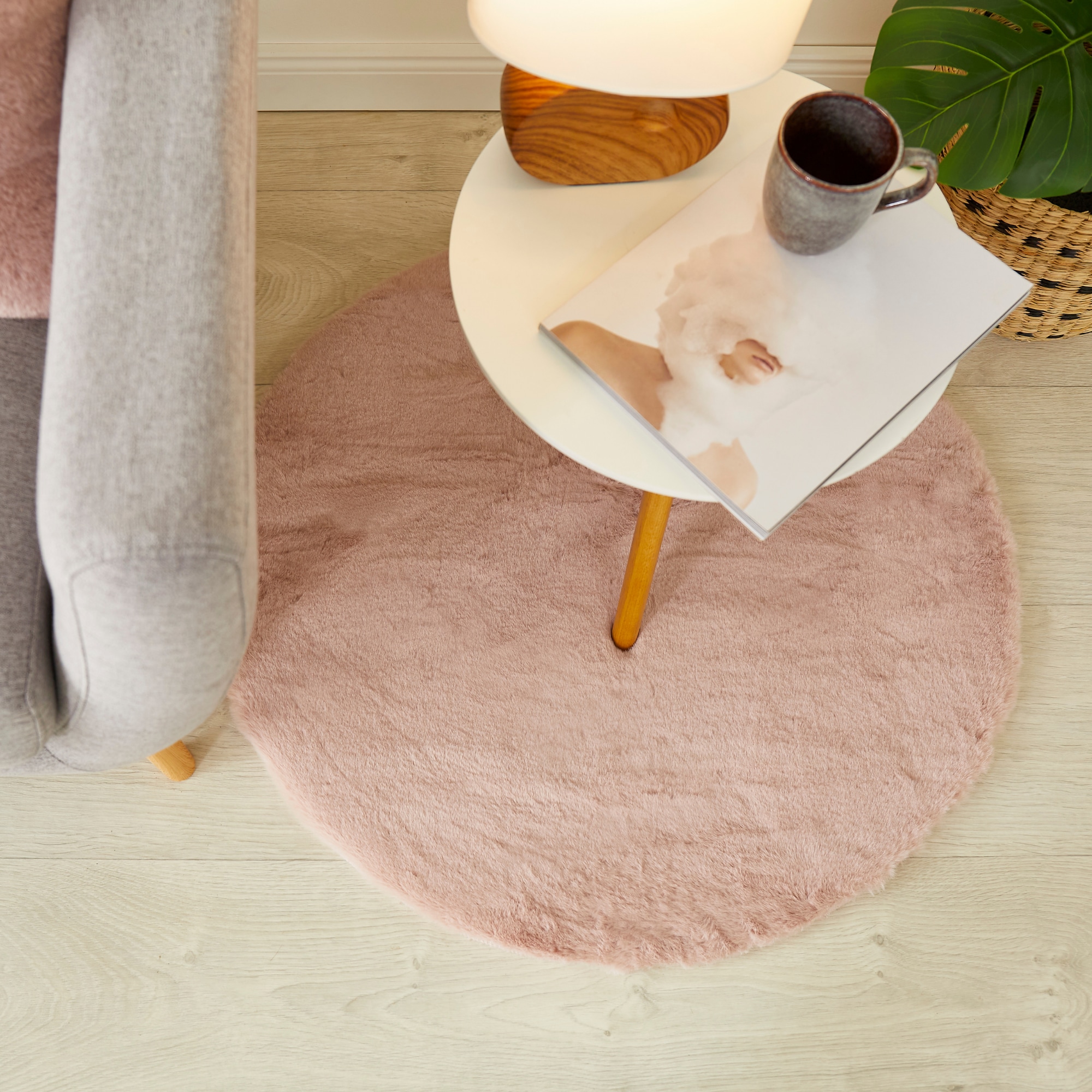 GOODproduct Hochflor-Teppich »Lugano« rund 30 mm Höhe Kunstfell, Uni Farben, sehr weich & kuschelig